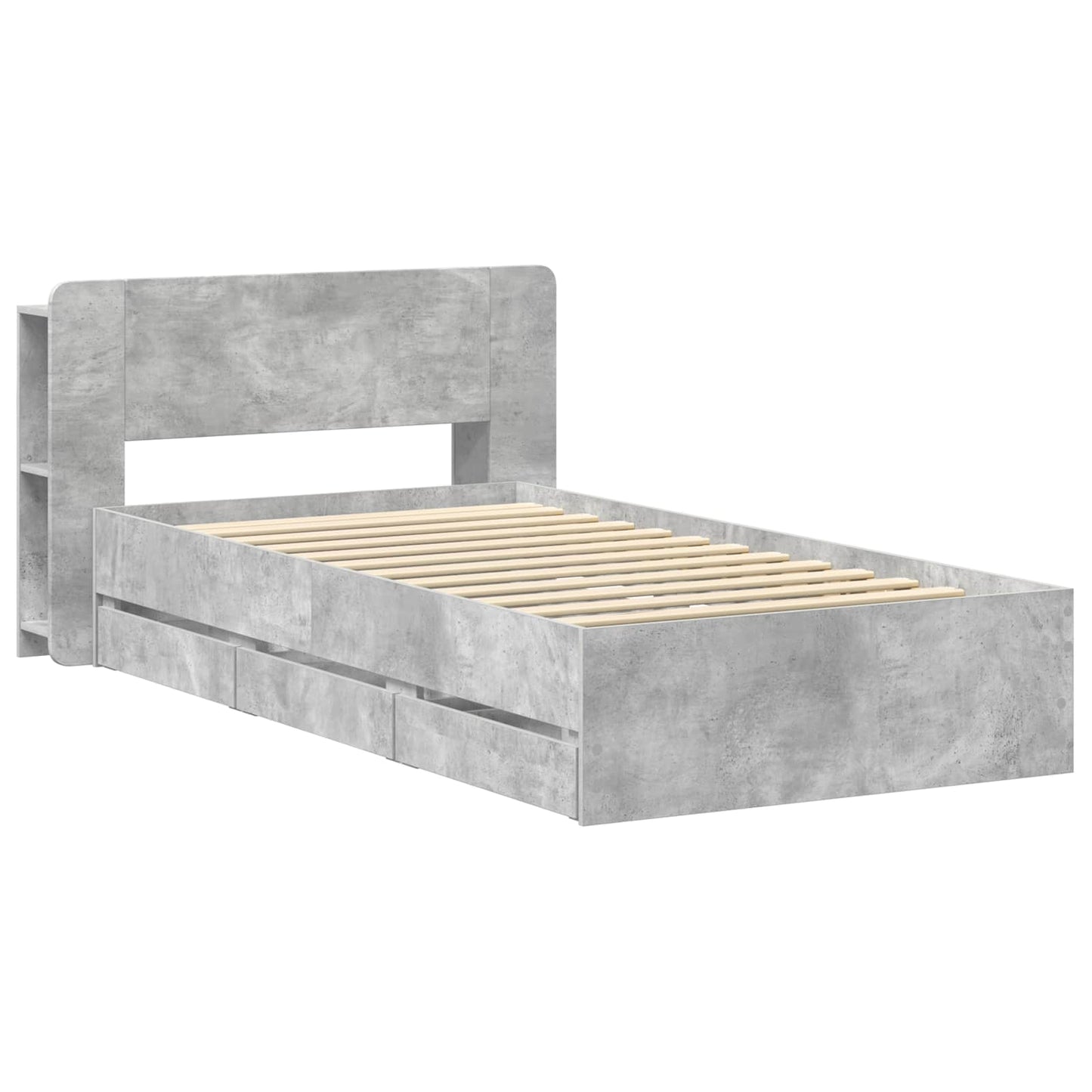 Bedframe met opslag Betongrijs 75 x 190 cm Bewerkt hout is nu te koop bij PeponiXL, paradijselijk wonen!