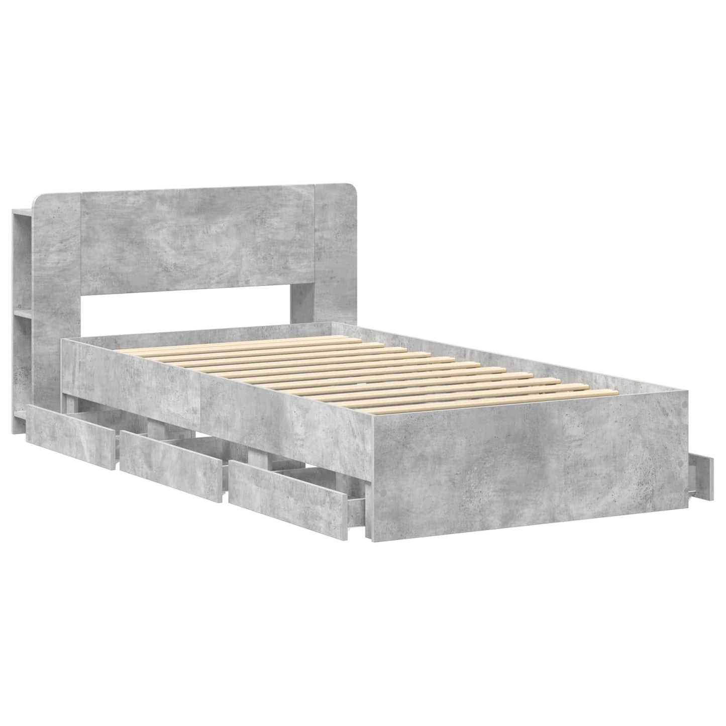 Bedframe met opslag Betongrijs 75 x 190 cm Bewerkt hout is nu te koop bij PeponiXL, paradijselijk wonen!