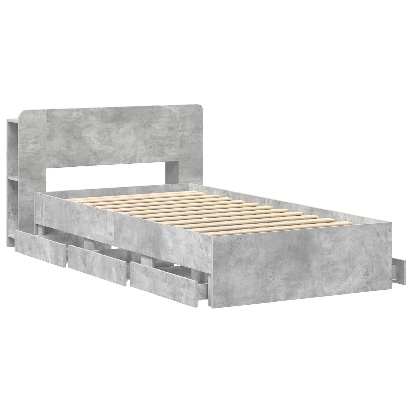Bedframe met opslag Betongrijs 75 x 190 cm Bewerkt hout is nu te koop bij PeponiXL, paradijselijk wonen!