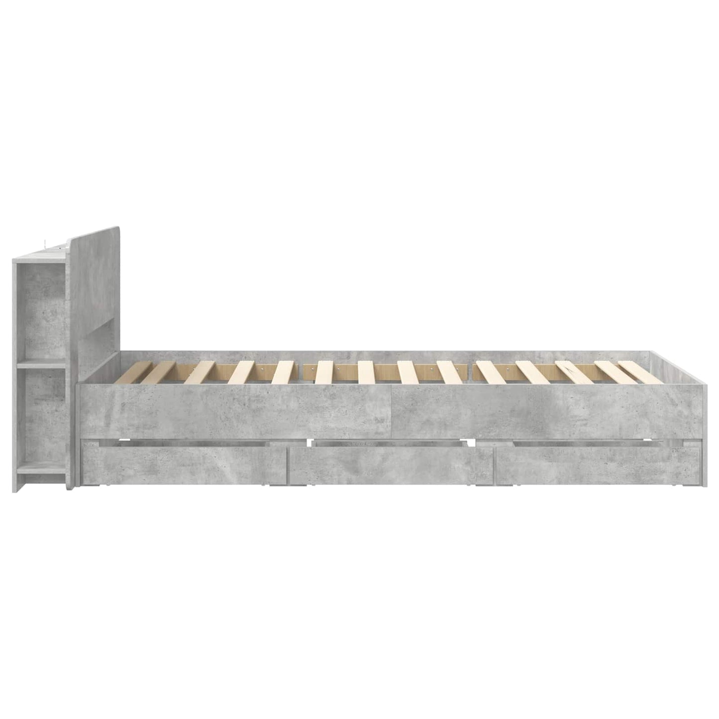 Bedframe met opslag Betongrijs 75 x 190 cm Bewerkt hout is nu te koop bij PeponiXL, paradijselijk wonen!