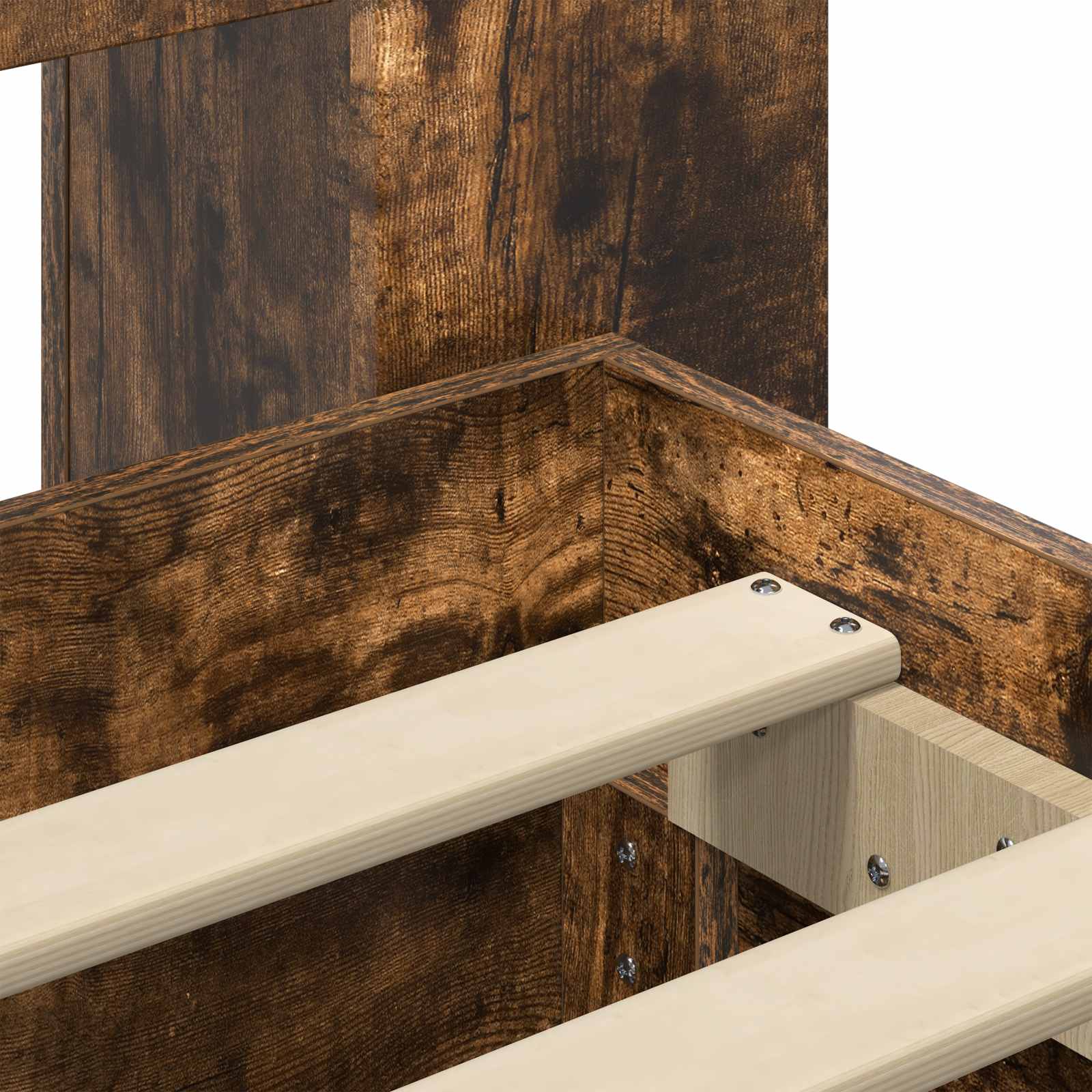 Bedframe met opslag Gerookt eiken 90 x 190 cm Bewerkt hout is nu te koop bij PeponiXL, paradijselijk wonen!