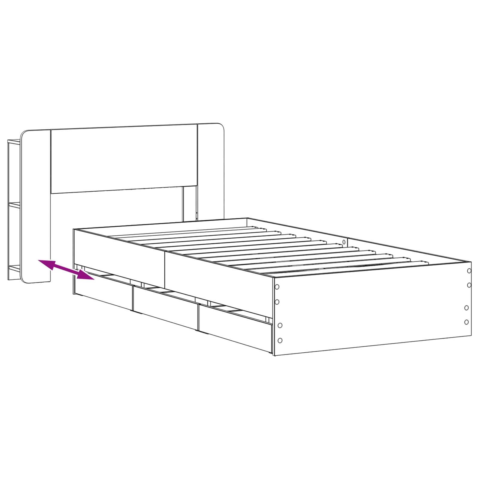 Bedframe met opslag Gerookt eiken 90 x 190 cm Bewerkt hout is nu te koop bij PeponiXL, paradijselijk wonen!