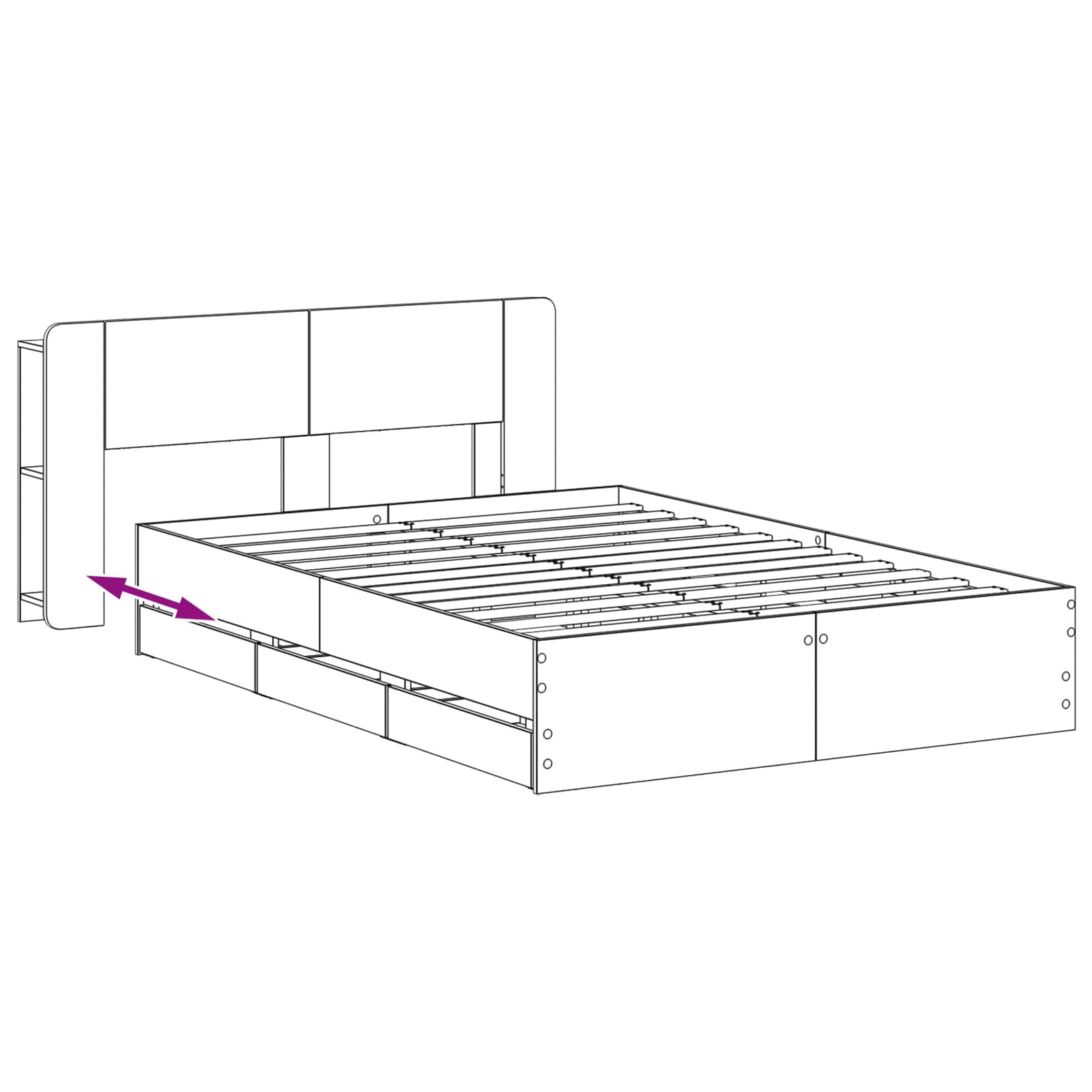 Bedframe met opslag Zwart 150 x 200 cm Bewerkt hout is nu te koop bij PeponiXL, paradijselijk wonen!