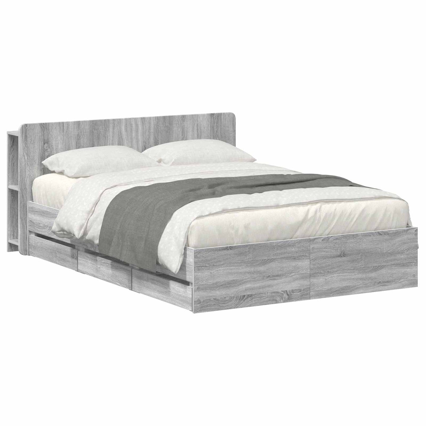 Bedframe met opslag Grijs Sonoma 160 x 200 cm Bewerkt hout is nu te koop bij PeponiXL, paradijselijk wonen!