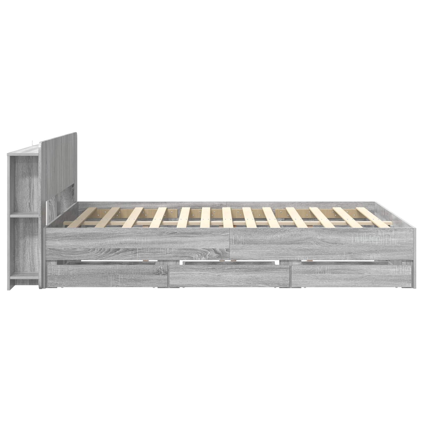 Bedframe met opslag Grijs Sonoma 160 x 200 cm Bewerkt hout is nu te koop bij PeponiXL, paradijselijk wonen!