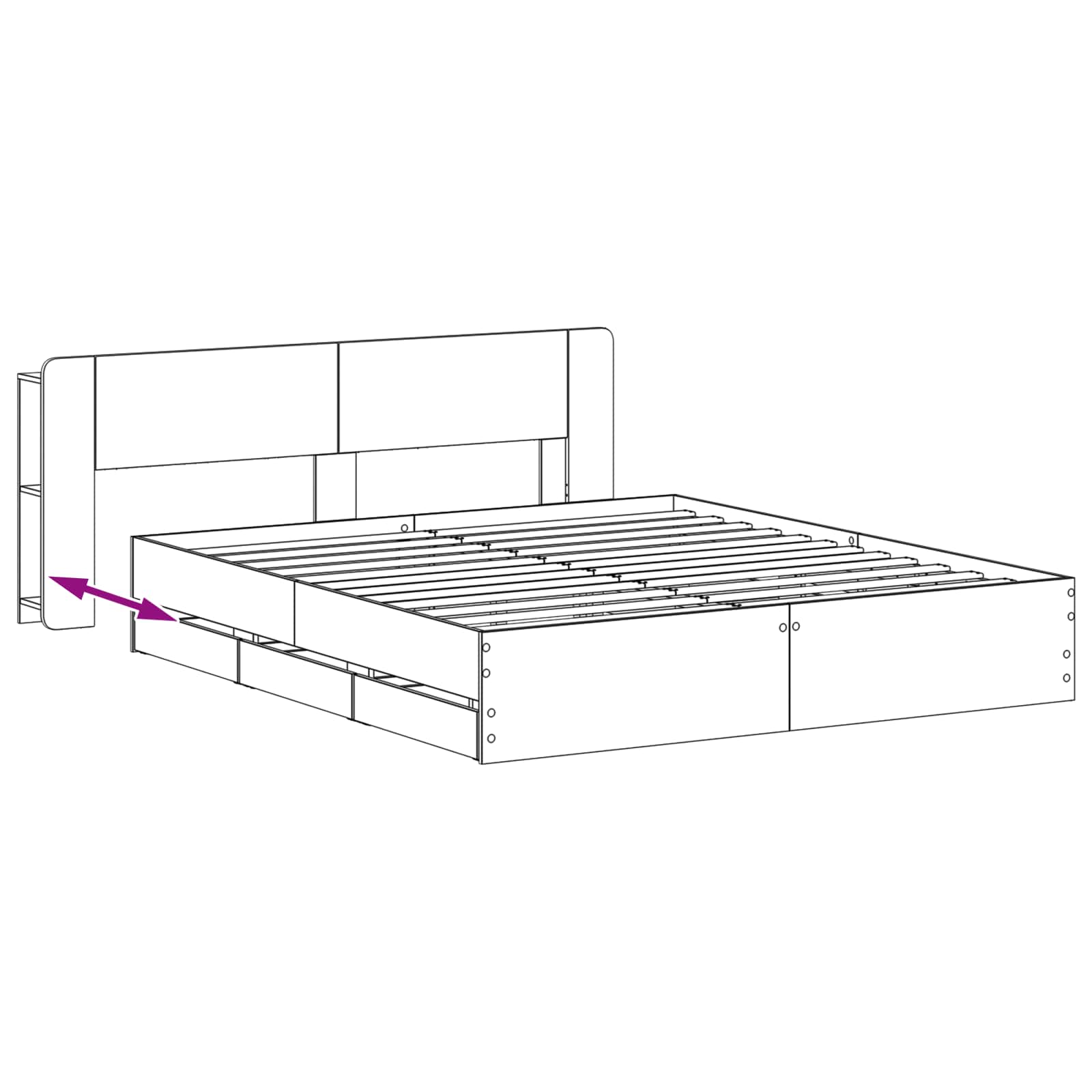 Bedframe met opslag Grijs Sonoma 200 x 200 cm Bewerkt hout is nu te koop bij PeponiXL, paradijselijk wonen!