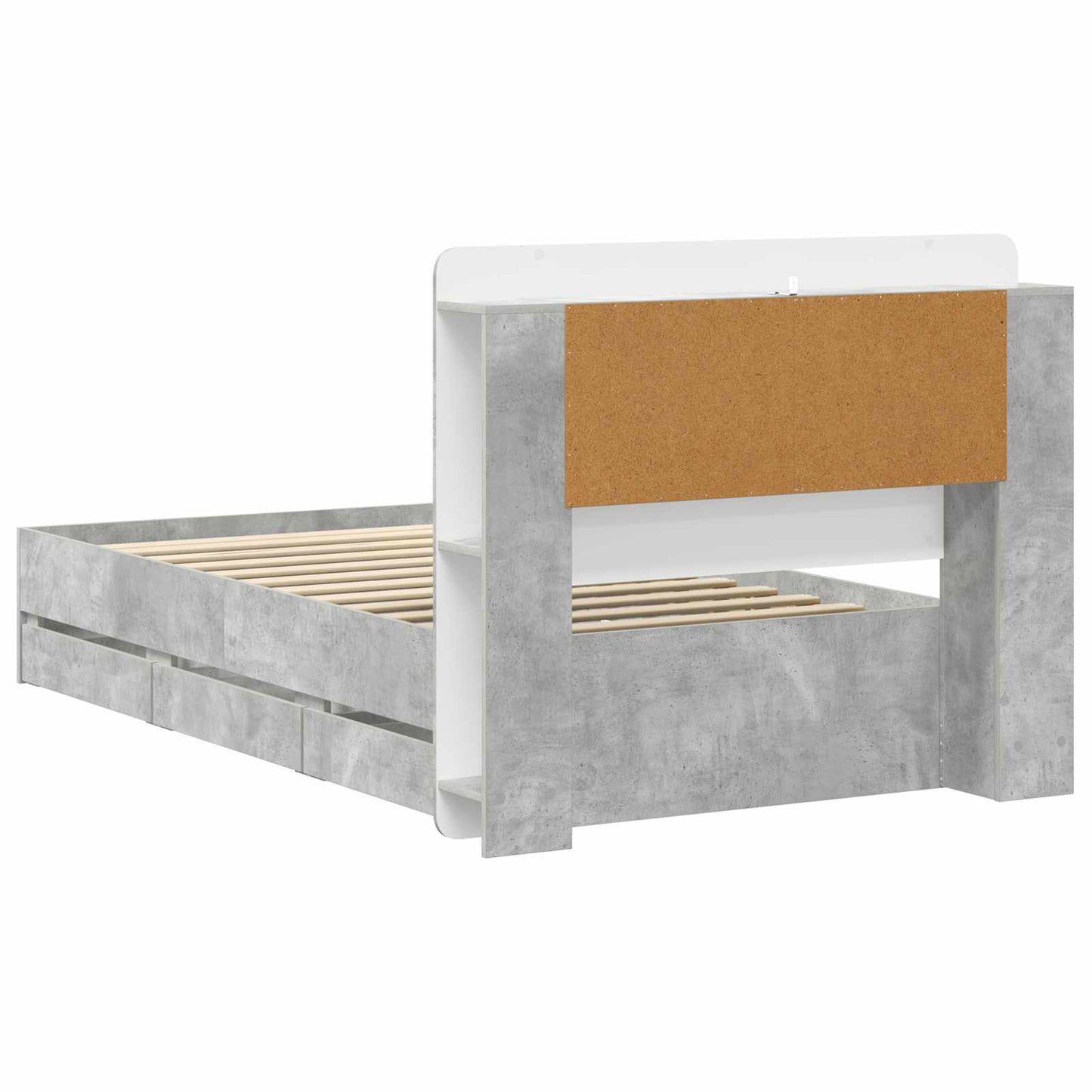 Bedframe met opslag Betongrijs 75 x 190 cm Bewerkt hout is nu te koop bij PeponiXL, paradijselijk wonen!