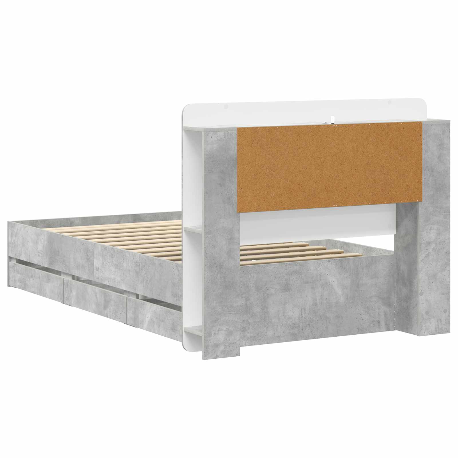 Bedframe met opslag Betongrijs 75 x 190 cm Bewerkt hout is nu te koop bij PeponiXL, paradijselijk wonen!