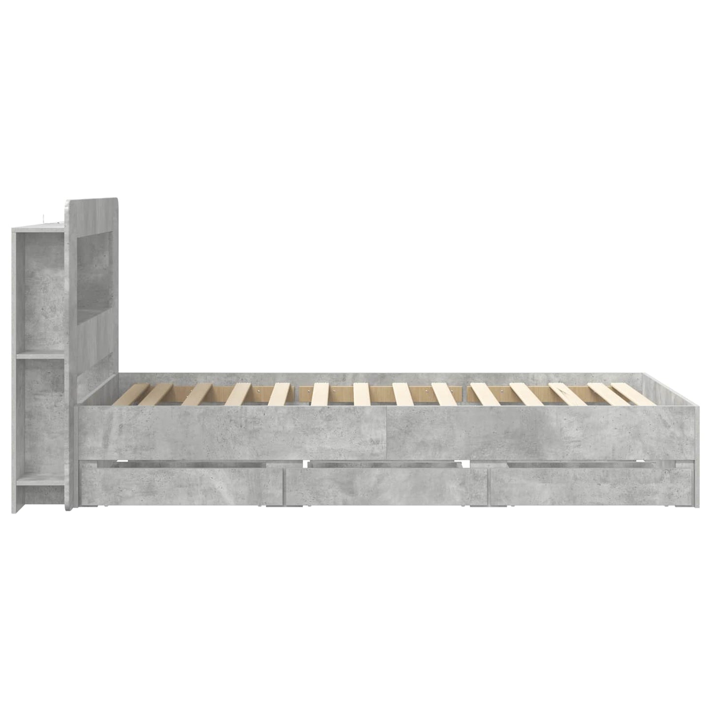 Bedframe met opslag Betongrijs 75 x 190 cm Bewerkt hout is nu te koop bij PeponiXL, paradijselijk wonen!