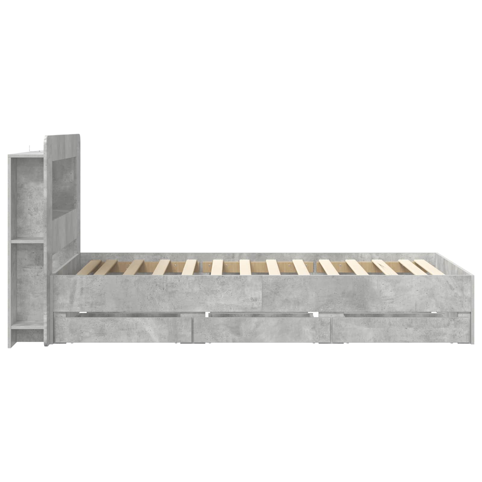 Bedframe met opslag Betongrijs 75 x 190 cm Bewerkt hout is nu te koop bij PeponiXL, paradijselijk wonen!