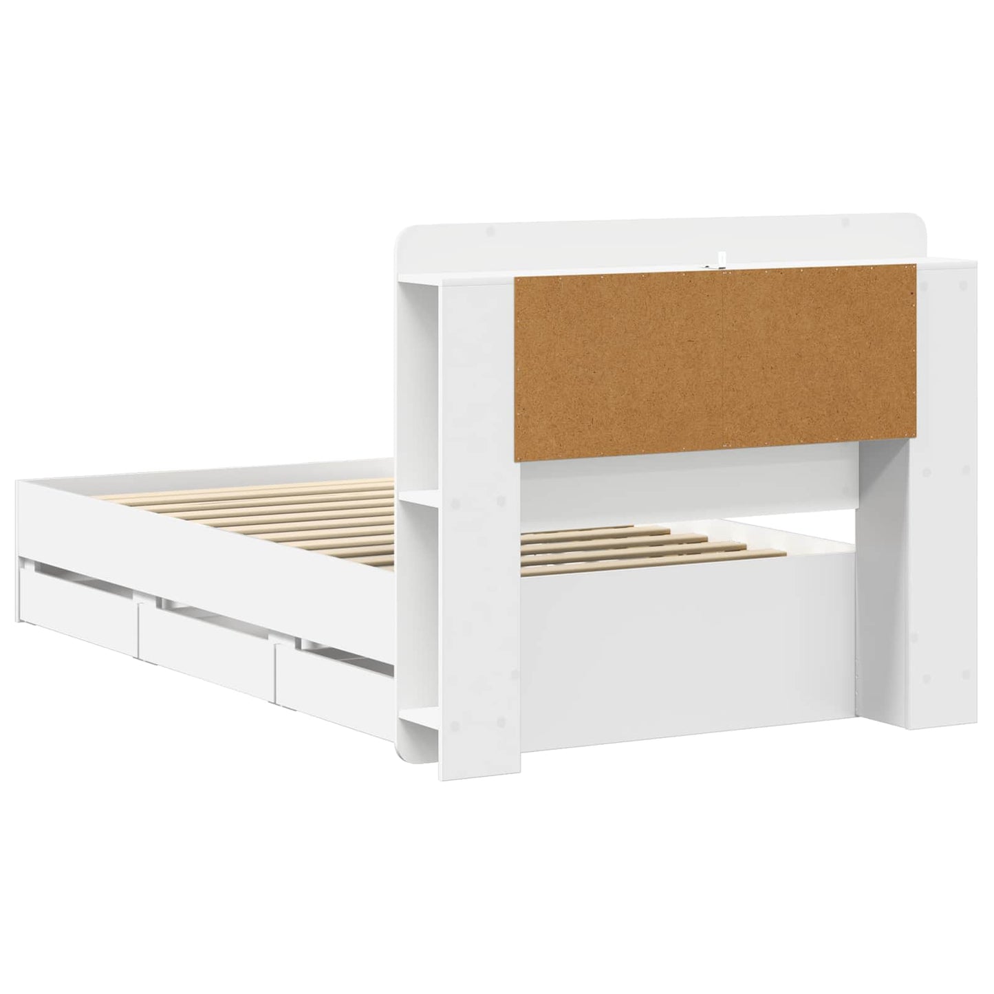 Bedframe met opslag met hoofdeinde Wit 75 x 190 cm Bewerkt hout is nu te koop bij PeponiXL, paradijselijk wonen!