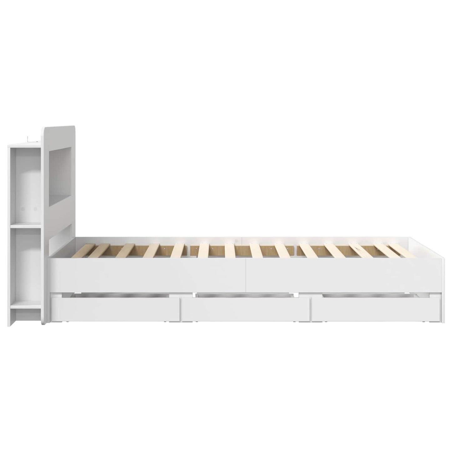 Bedframe met opslag met hoofdeinde Wit 75 x 190 cm Bewerkt hout is nu te koop bij PeponiXL, paradijselijk wonen!