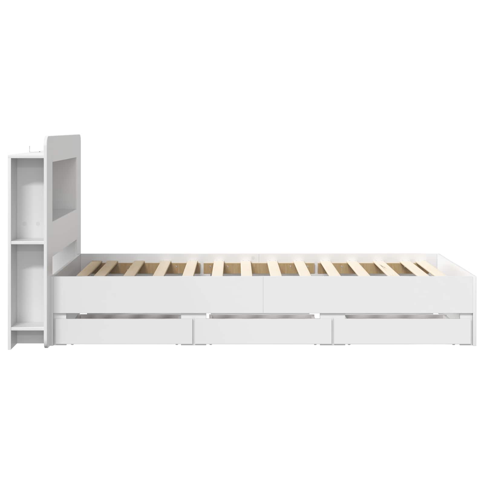 Bedframe met opslag met hoofdeinde Wit 75 x 190 cm Bewerkt hout is nu te koop bij PeponiXL, paradijselijk wonen!