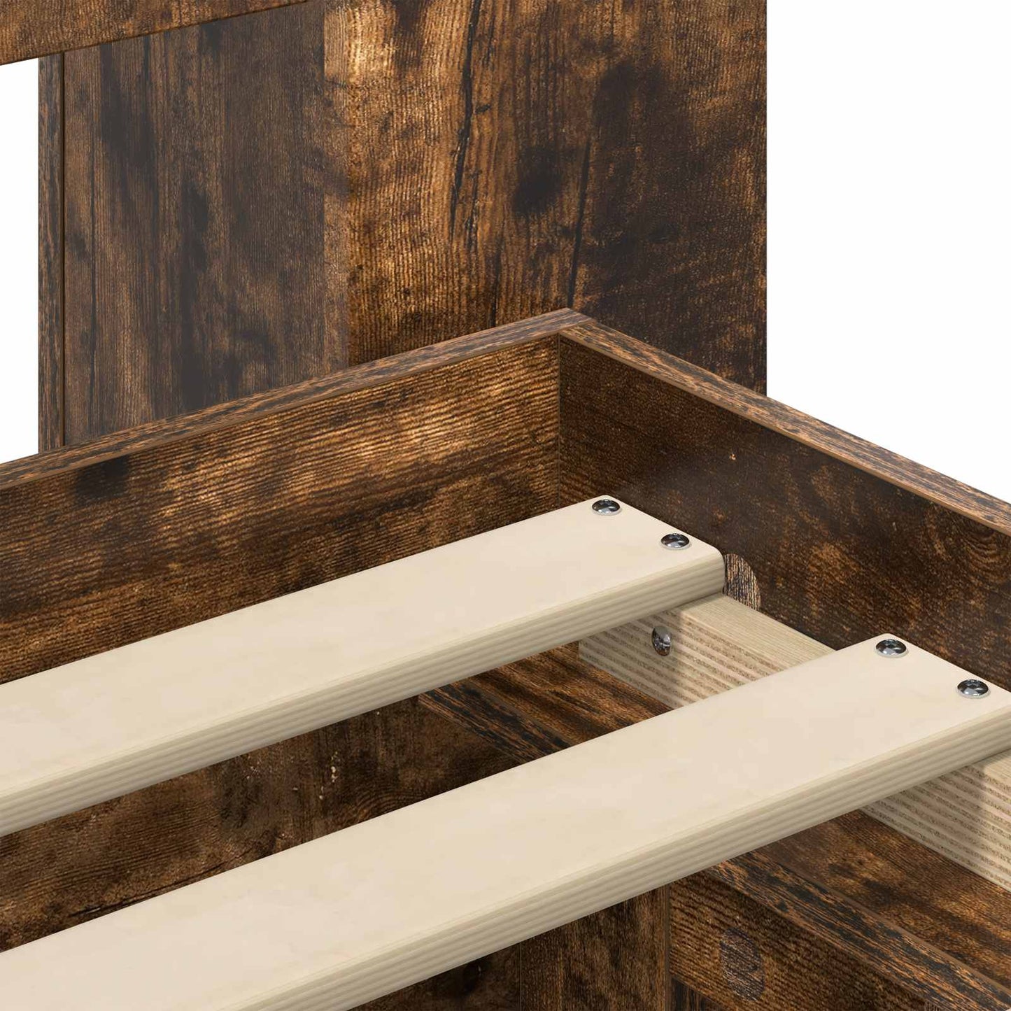 Bedframe met opslag Gerookt eiken 90 x 190 cm Bewerkt hout is nu te koop bij PeponiXL, paradijselijk wonen!