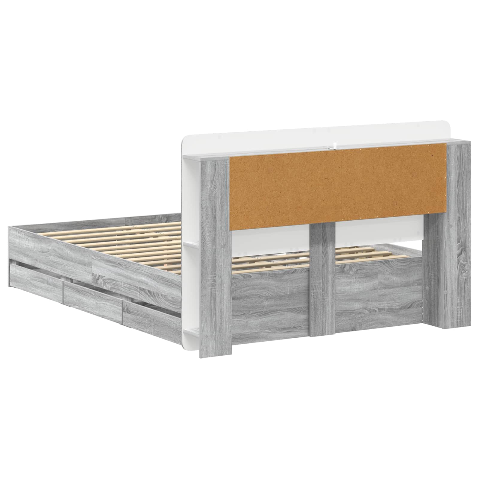 Bedframe met opslag Grijs Sonoma 140 x 200 cm Bewerkt hout is nu te koop bij PeponiXL, paradijselijk wonen!