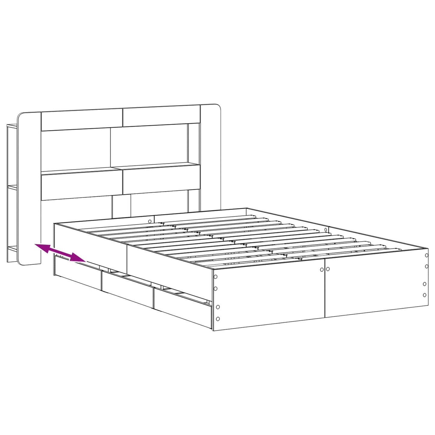 Bedframe met opslag Grijs Sonoma 140 x 200 cm Bewerkt hout is nu te koop bij PeponiXL, paradijselijk wonen!
