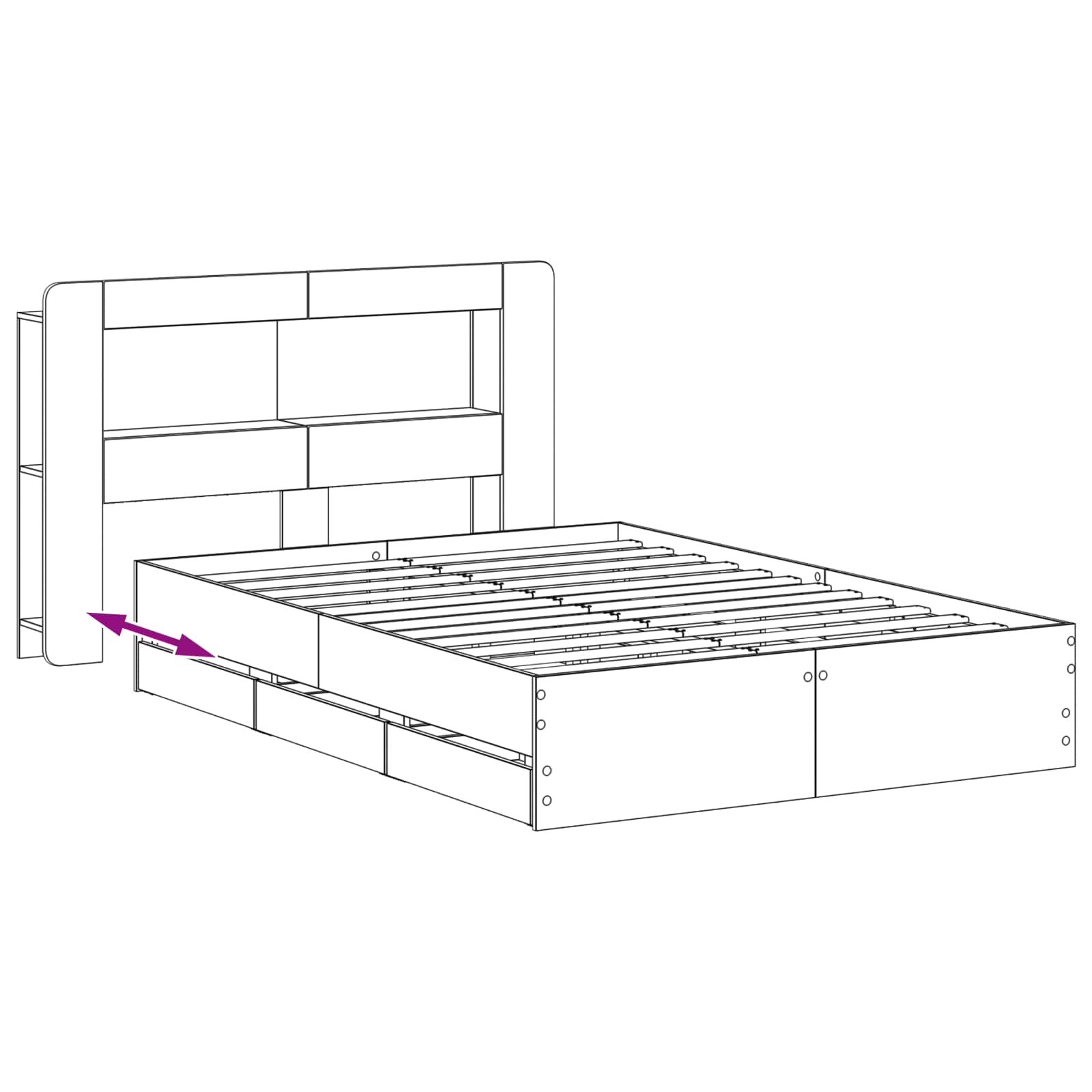 Bedframe met opslag Grijs Sonoma 140 x 200 cm Bewerkt hout is nu te koop bij PeponiXL, paradijselijk wonen!