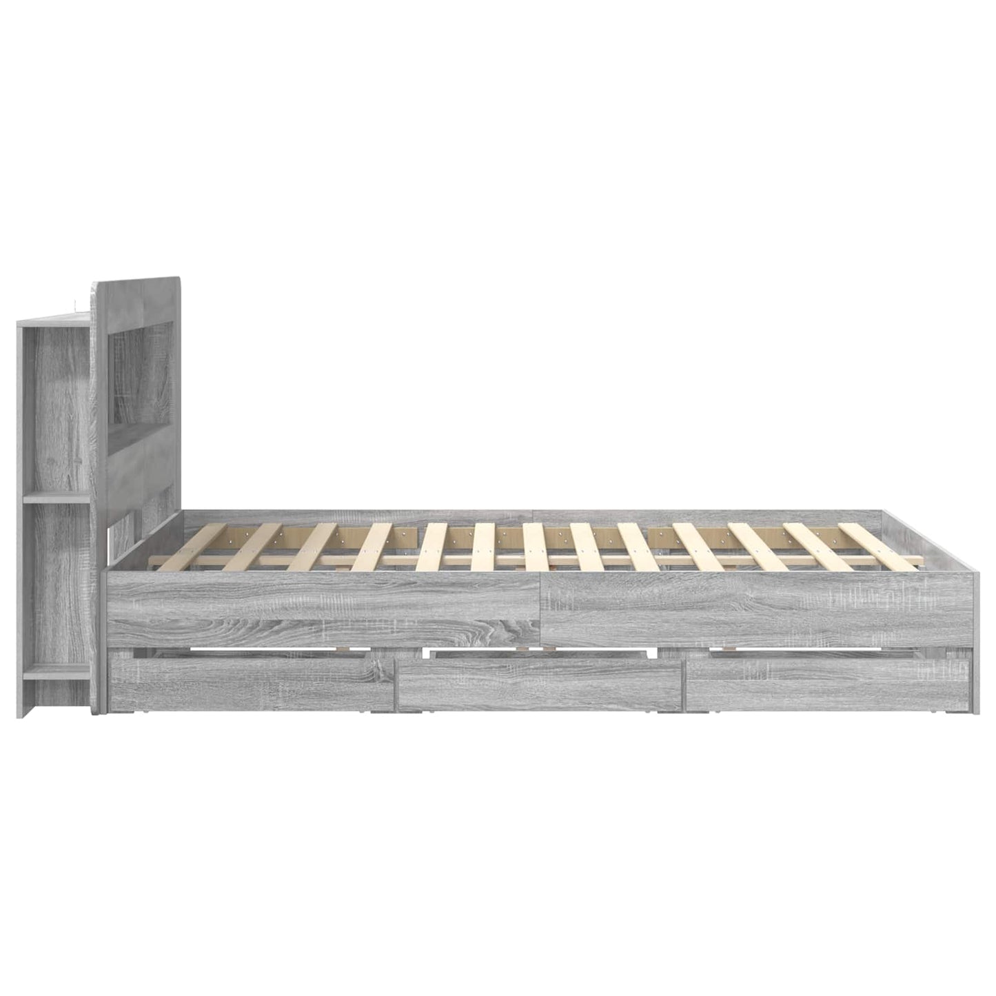 Bedframe met opslag Grijs Sonoma 140 x 200 cm Bewerkt hout is nu te koop bij PeponiXL, paradijselijk wonen!