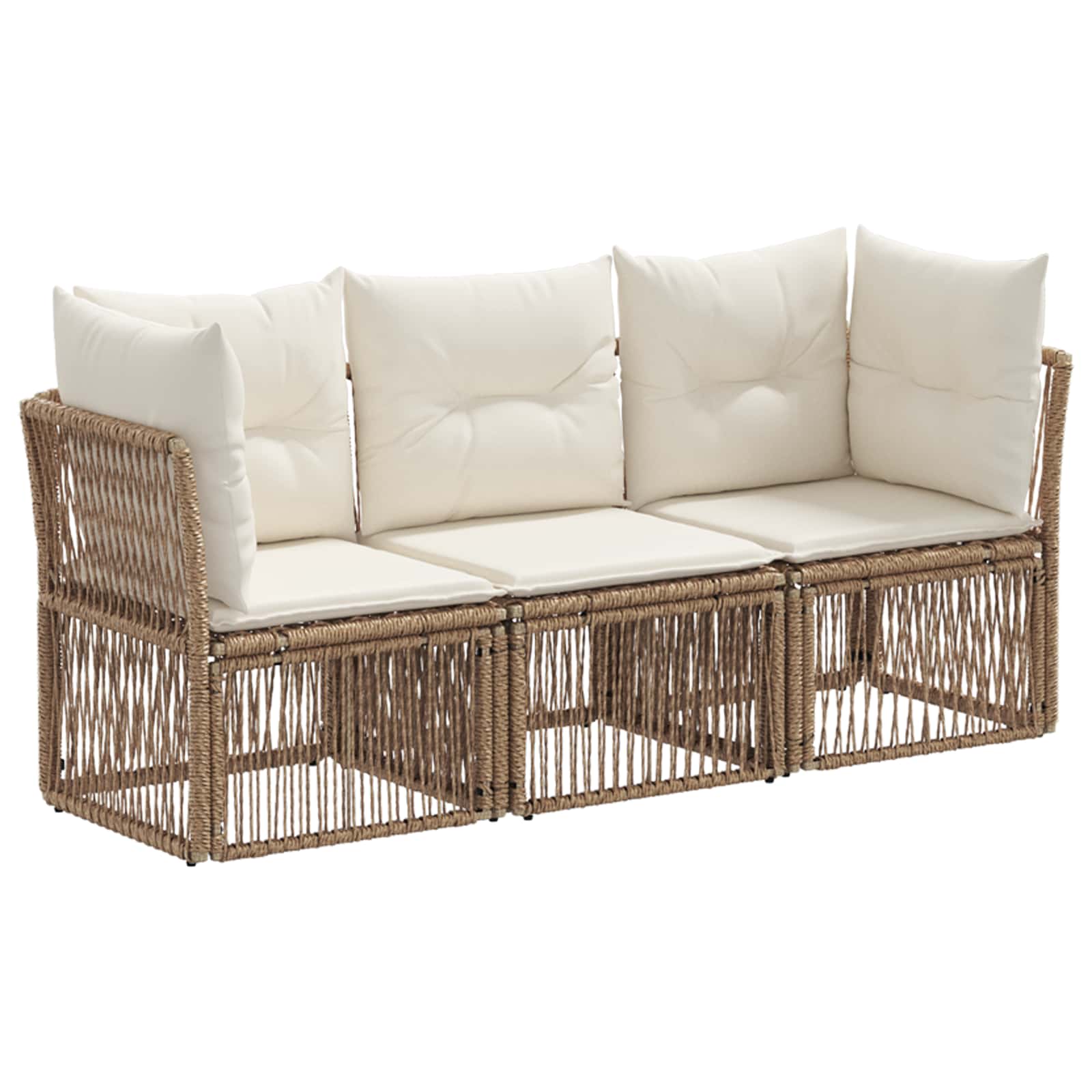 Tuinbankenset 3 pcs Beige poly rattan is nu te koop bij PeponiXL, paradijselijk wonen!