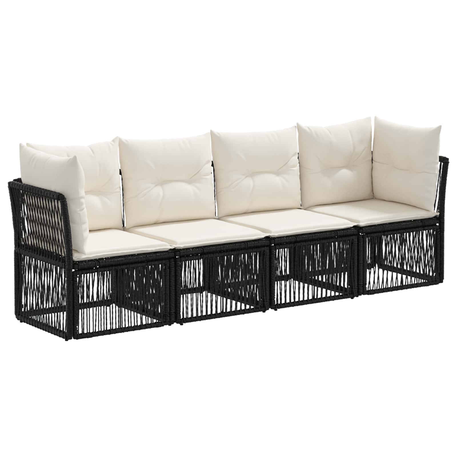 Tuinbankenset 4 pcs Zwart poly rattan is nu te koop bij PeponiXL, paradijselijk wonen!