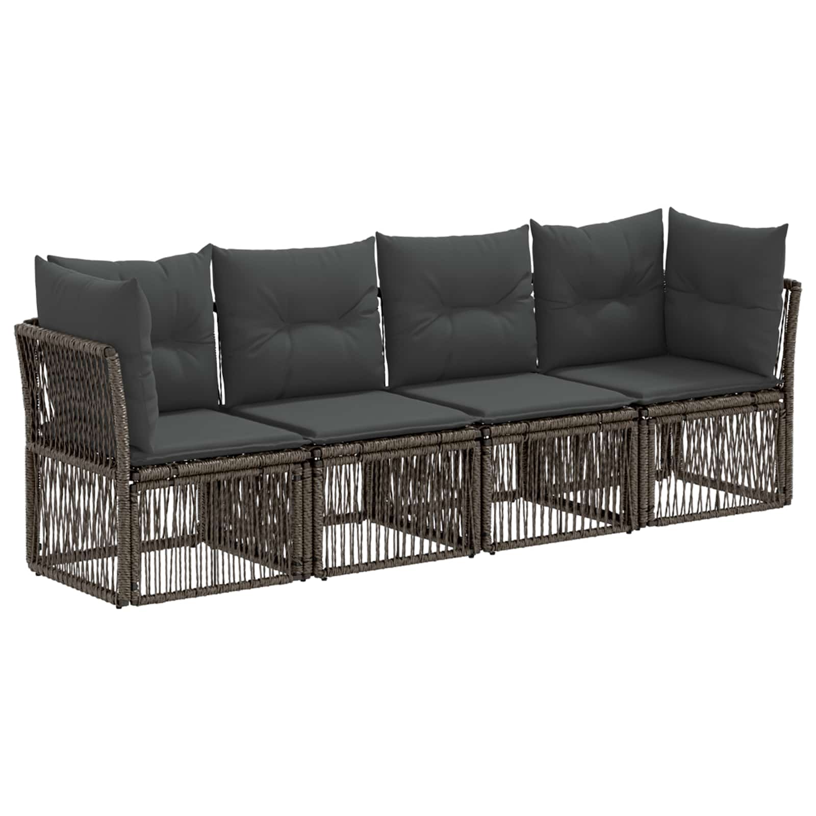 Tuinbankenset 4 pcs Grijs poly rattan is nu te koop bij PeponiXL, paradijselijk wonen!
