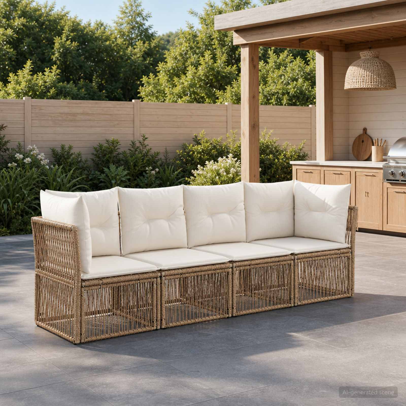 Tuinbankenset 4 pcs Beige poly rattan is nu te koop bij PeponiXL, paradijselijk wonen!