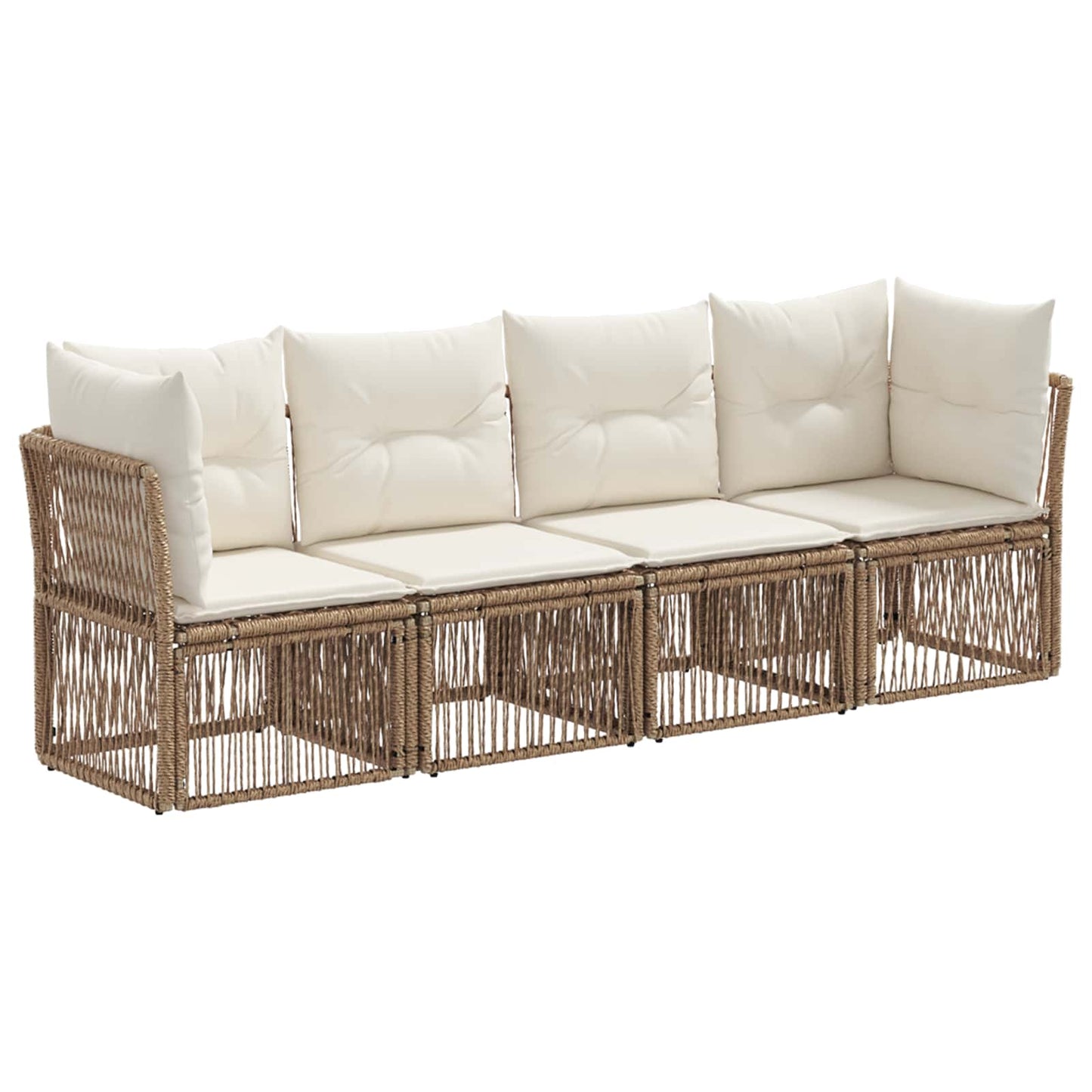 Tuinbankenset 4 pcs Beige poly rattan is nu te koop bij PeponiXL, paradijselijk wonen!