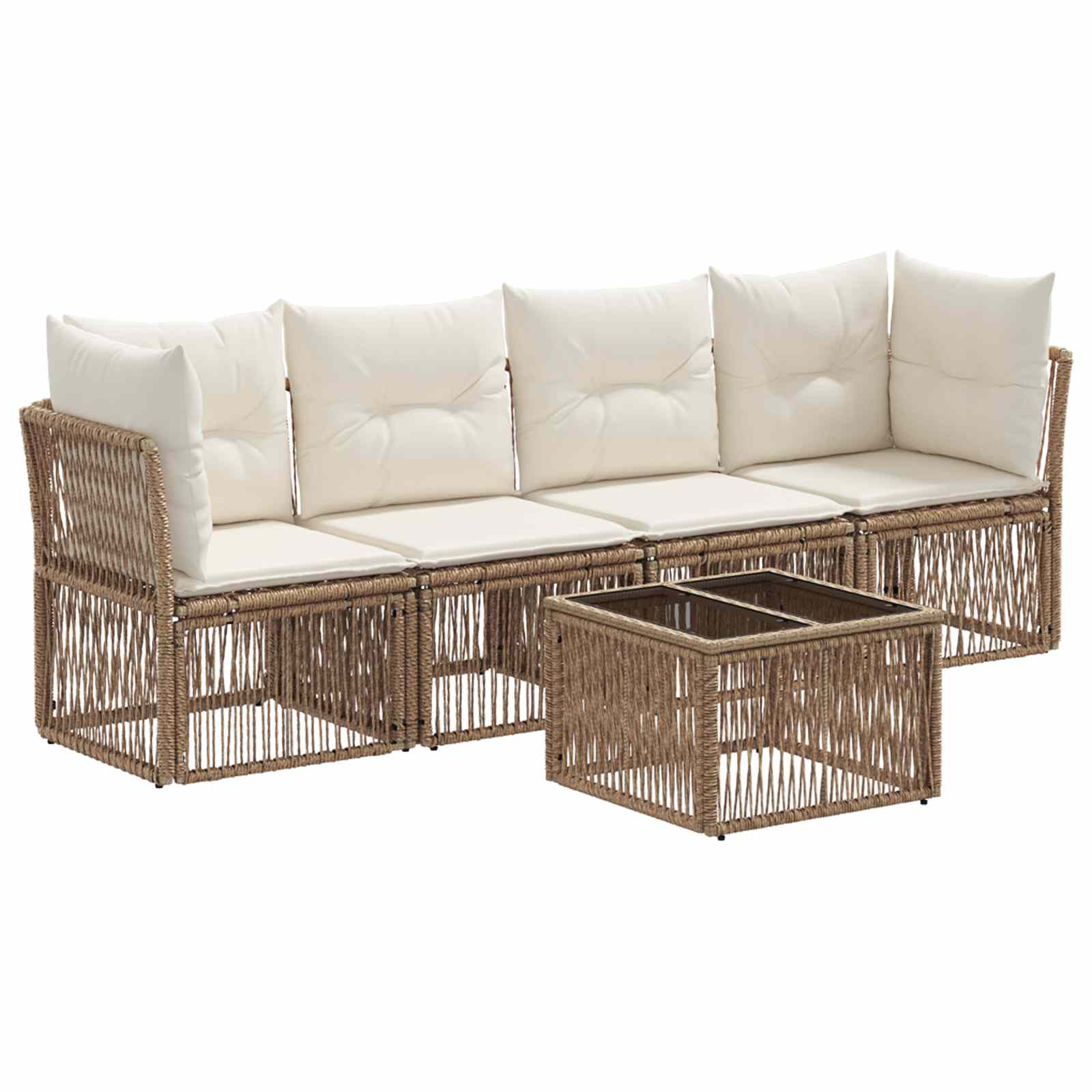 Tuinbankenset 5 pcs Beige poly rattan is nu te koop bij PeponiXL, paradijselijk wonen!