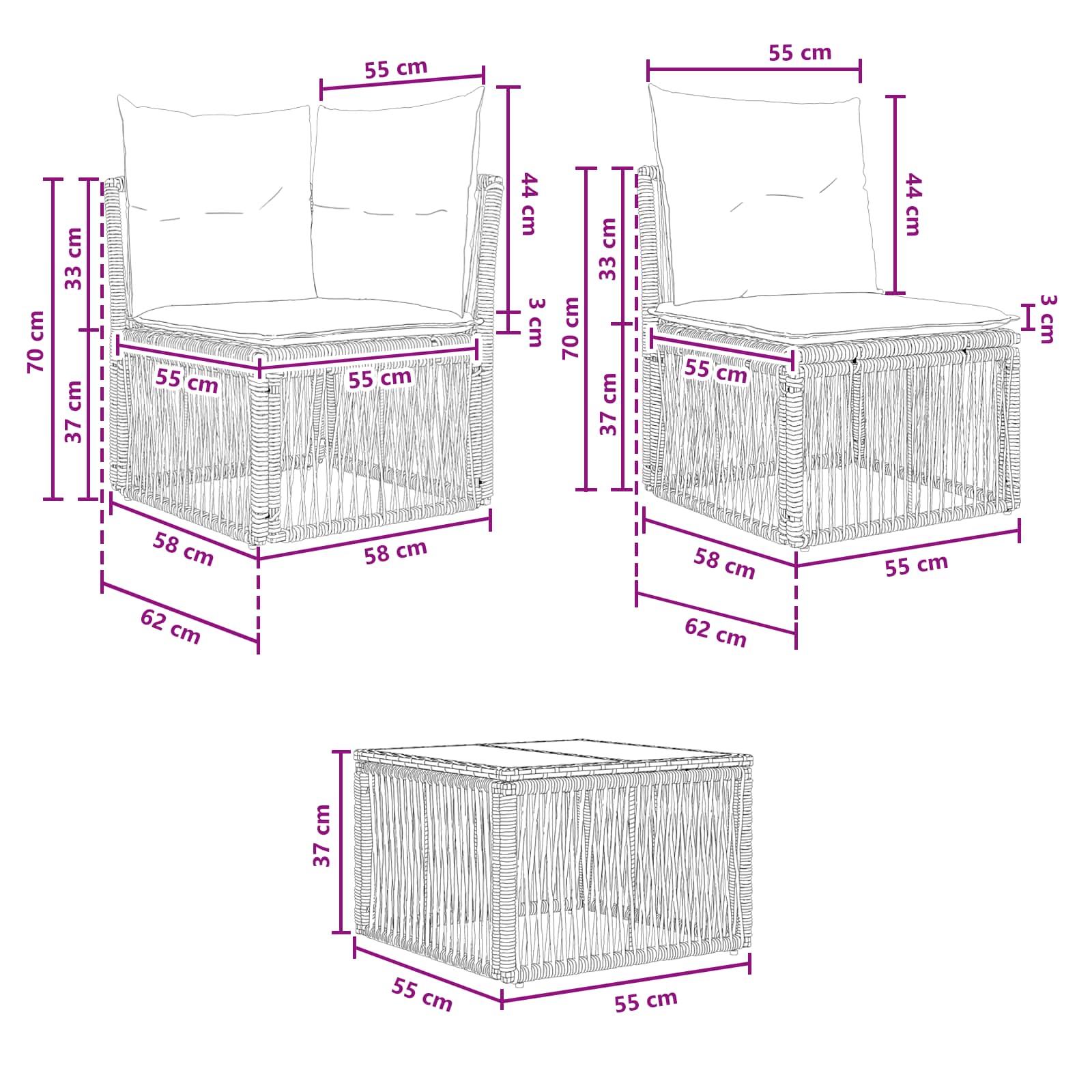 Tuinbankenset 5 pcs Beige poly rattan is nu te koop bij PeponiXL, paradijselijk wonen!