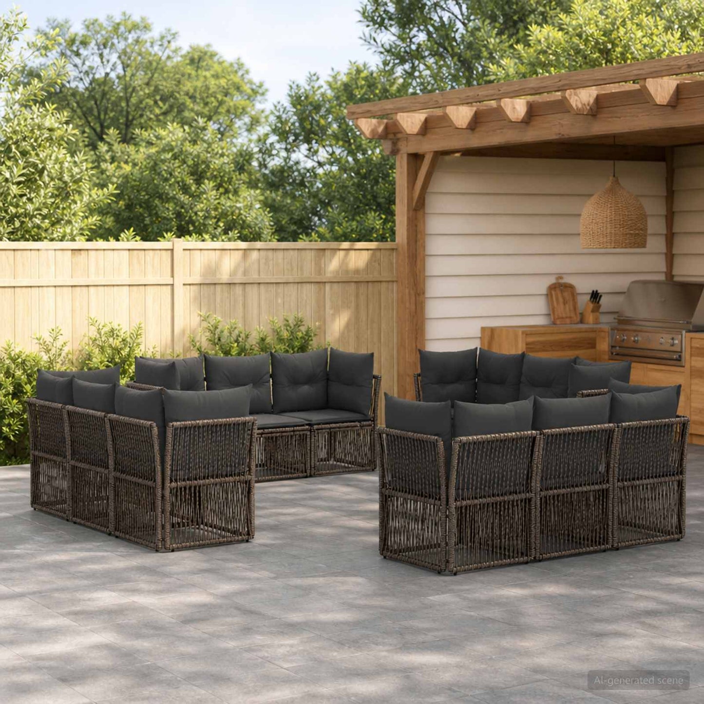 Tuinbankenset 12 pcs Grijs poly rattan is nu te koop bij PeponiXL, paradijselijk wonen!