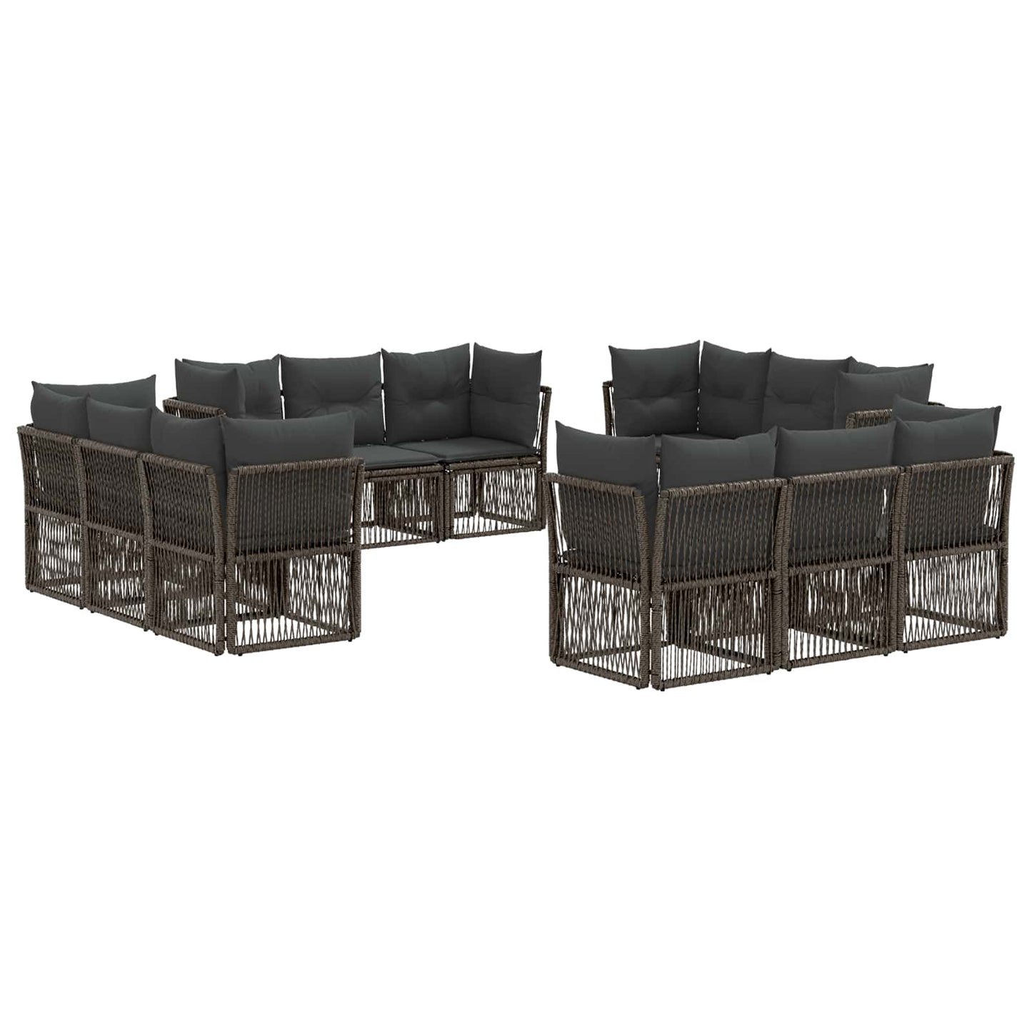 Tuinbankenset 12 pcs Grijs poly rattan is nu te koop bij PeponiXL, paradijselijk wonen!