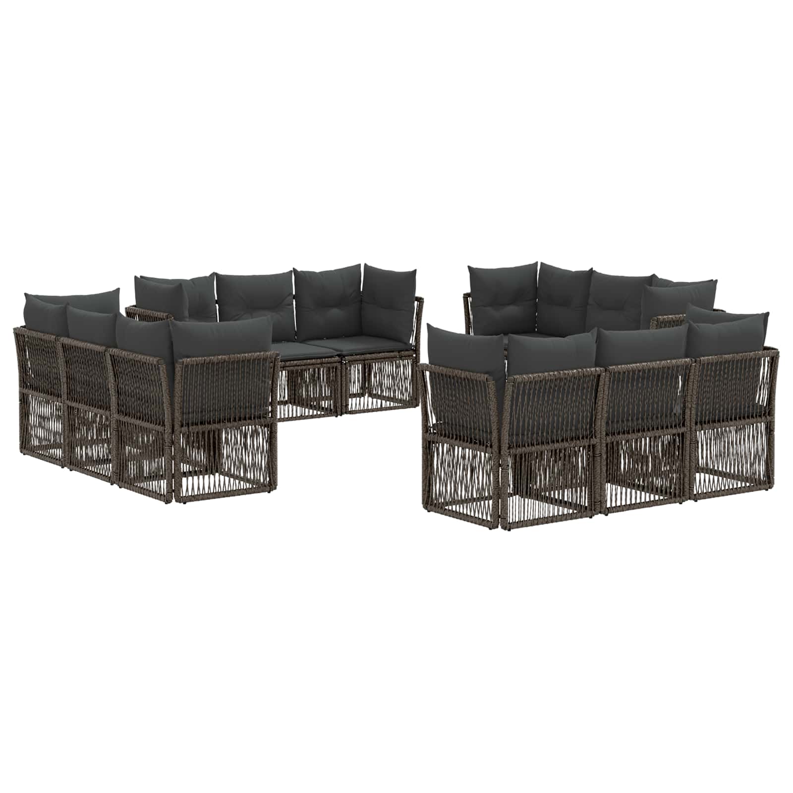 Tuinbankenset 12 pcs Grijs poly rattan is nu te koop bij PeponiXL, paradijselijk wonen!