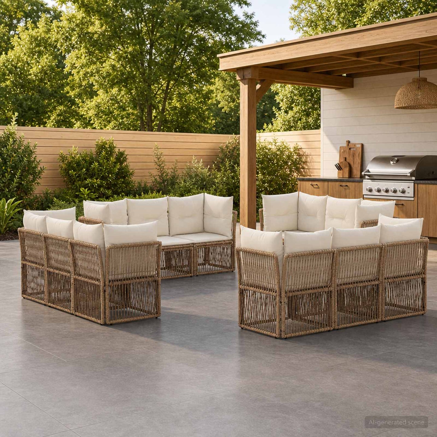 Tuinbankenset 12 pcs Beige poly rattan is nu te koop bij PeponiXL, paradijselijk wonen!