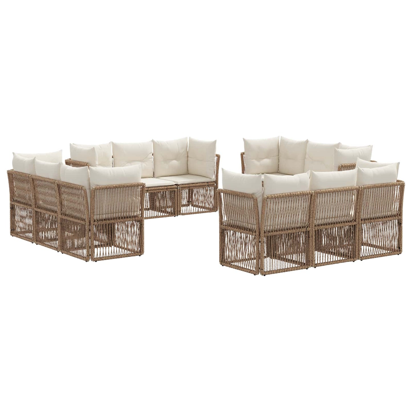 Tuinbankenset 12 pcs Beige poly rattan is nu te koop bij PeponiXL, paradijselijk wonen!