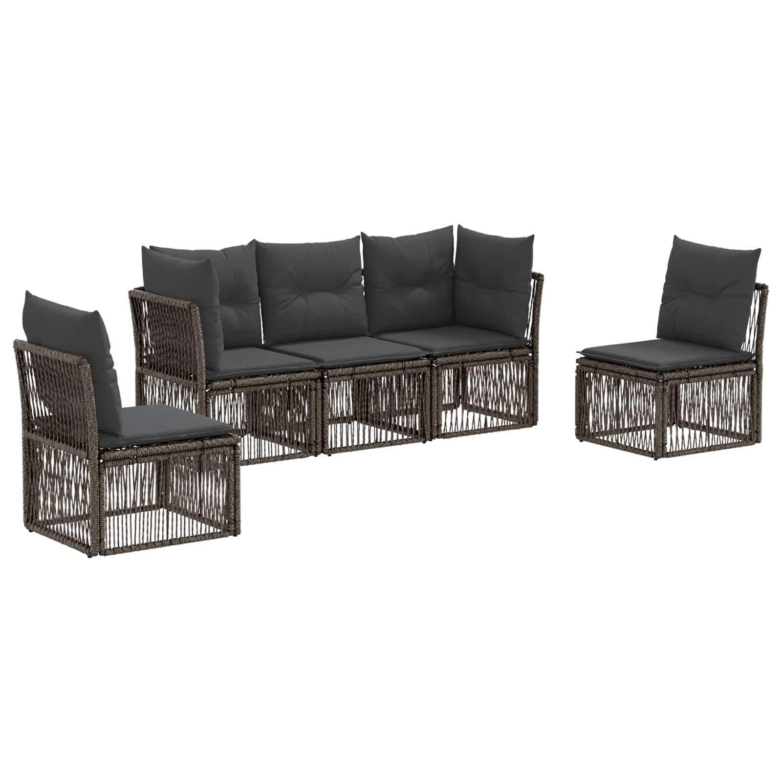 Tuinbankenset 5 pcs Grijs poly rattan is nu te koop bij PeponiXL, paradijselijk wonen!