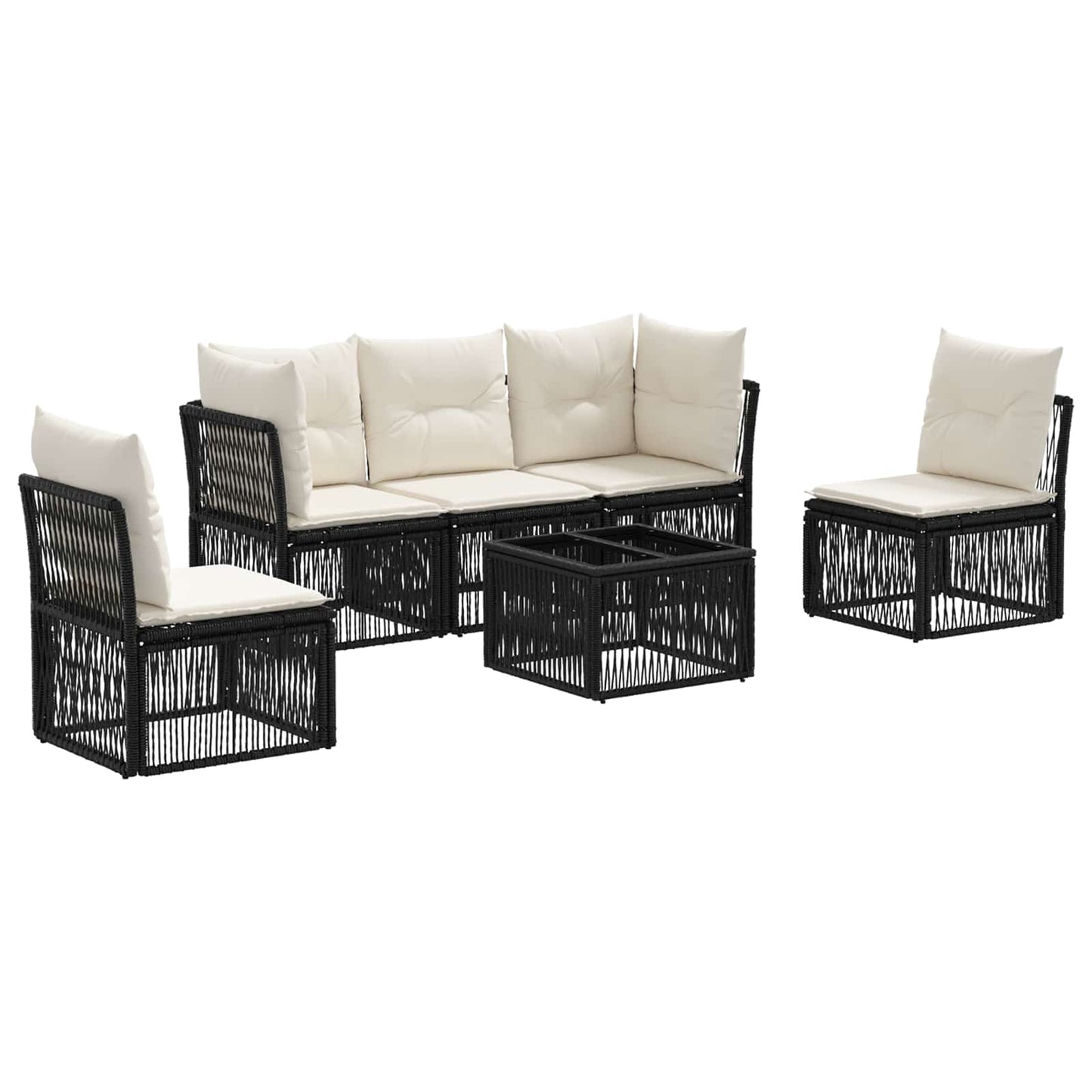 Tuinbankenset 6 pcs Zwart poly rattan is nu te koop bij PeponiXL, paradijselijk wonen!