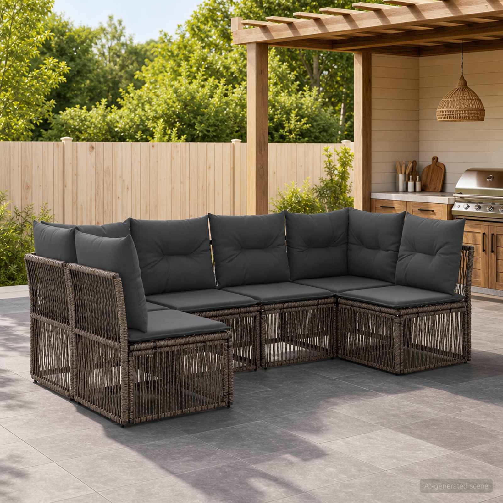 Tuinbankenset 6 pcs Grijs poly rattan is nu te koop bij PeponiXL, paradijselijk wonen!