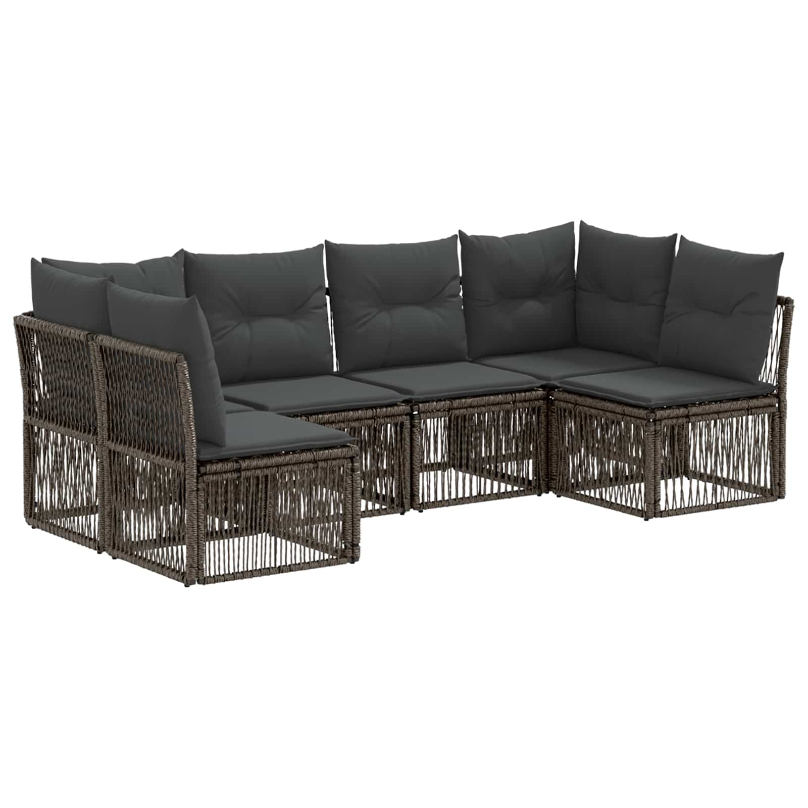 Tuinbankenset 6 pcs Grijs poly rattan is nu te koop bij PeponiXL, paradijselijk wonen!
