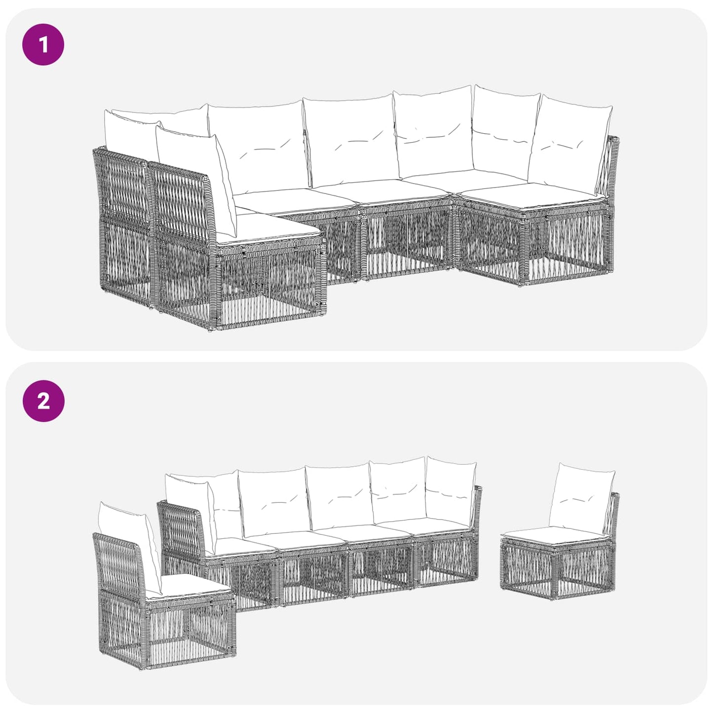 Tuinbankenset 6 pcs Grijs poly rattan is nu te koop bij PeponiXL, paradijselijk wonen!