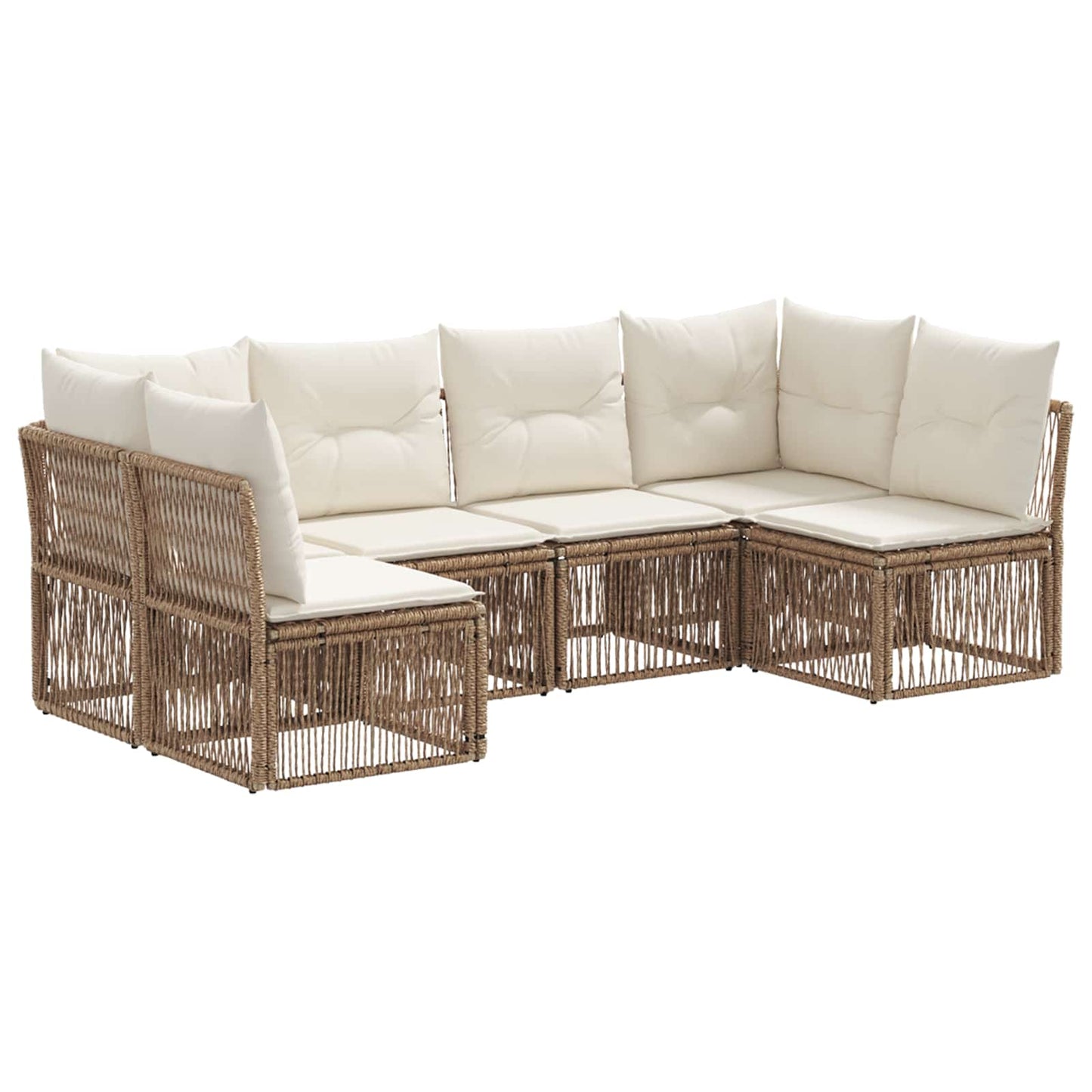 Tuinbankenset 6 pcs Beige poly rattan is nu te koop bij PeponiXL, paradijselijk wonen!