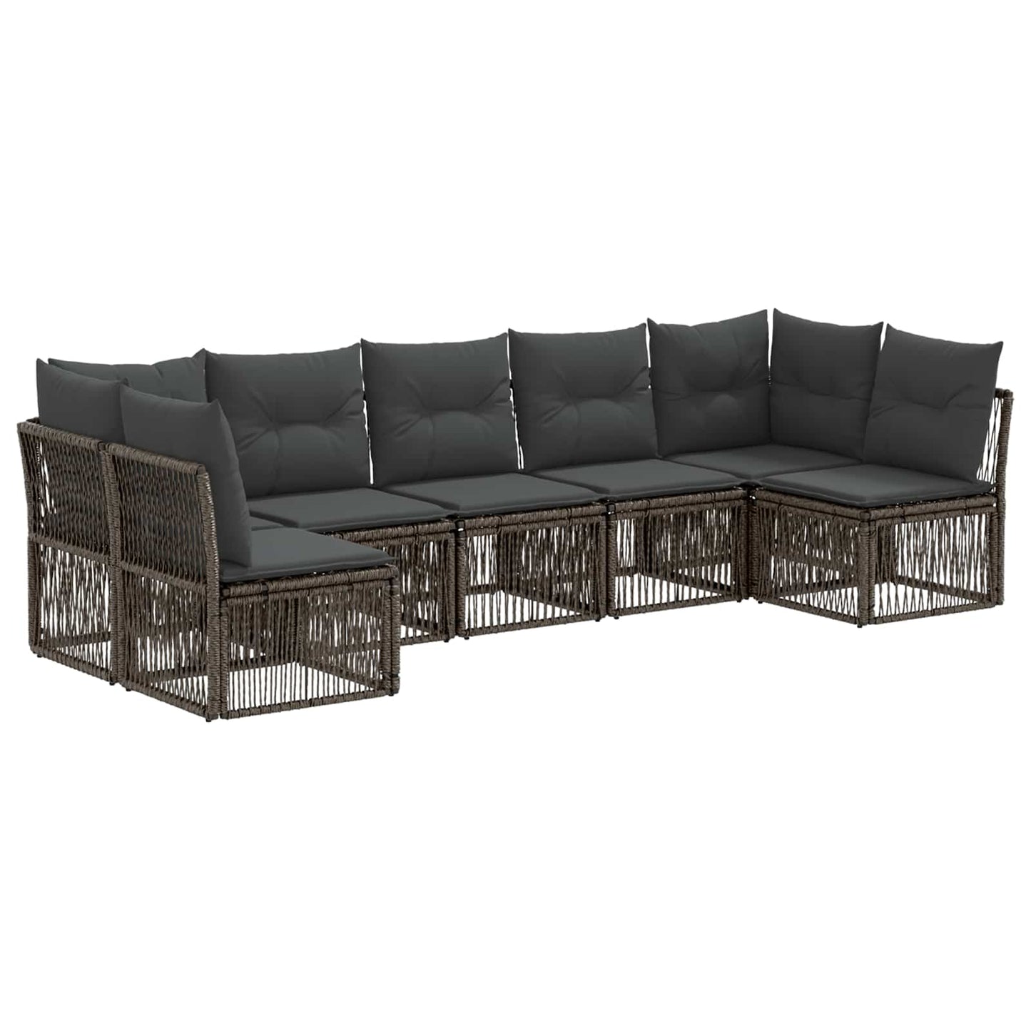Tuinbankenset 7 pcs Grijs poly rattan is nu te koop bij PeponiXL, paradijselijk wonen!