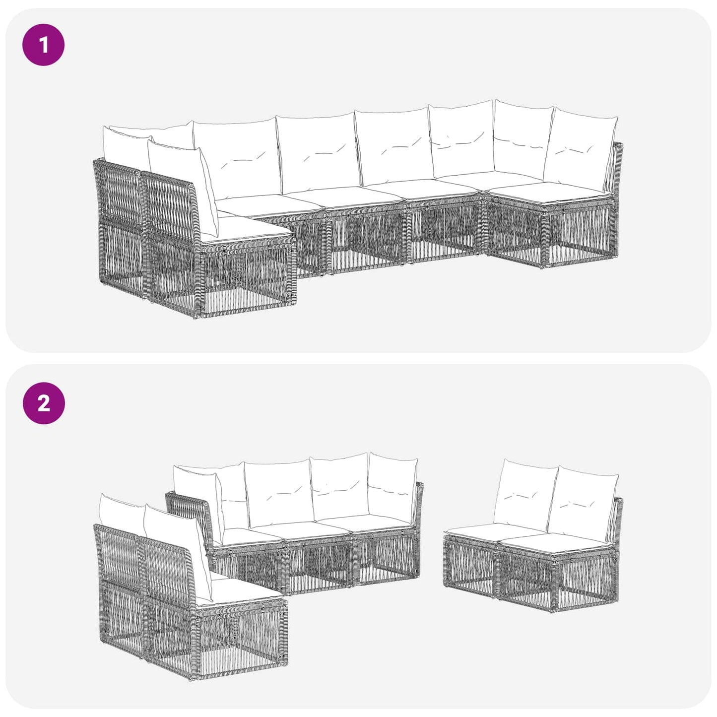 Tuinbankenset 7 pcs Grijs poly rattan is nu te koop bij PeponiXL, paradijselijk wonen!