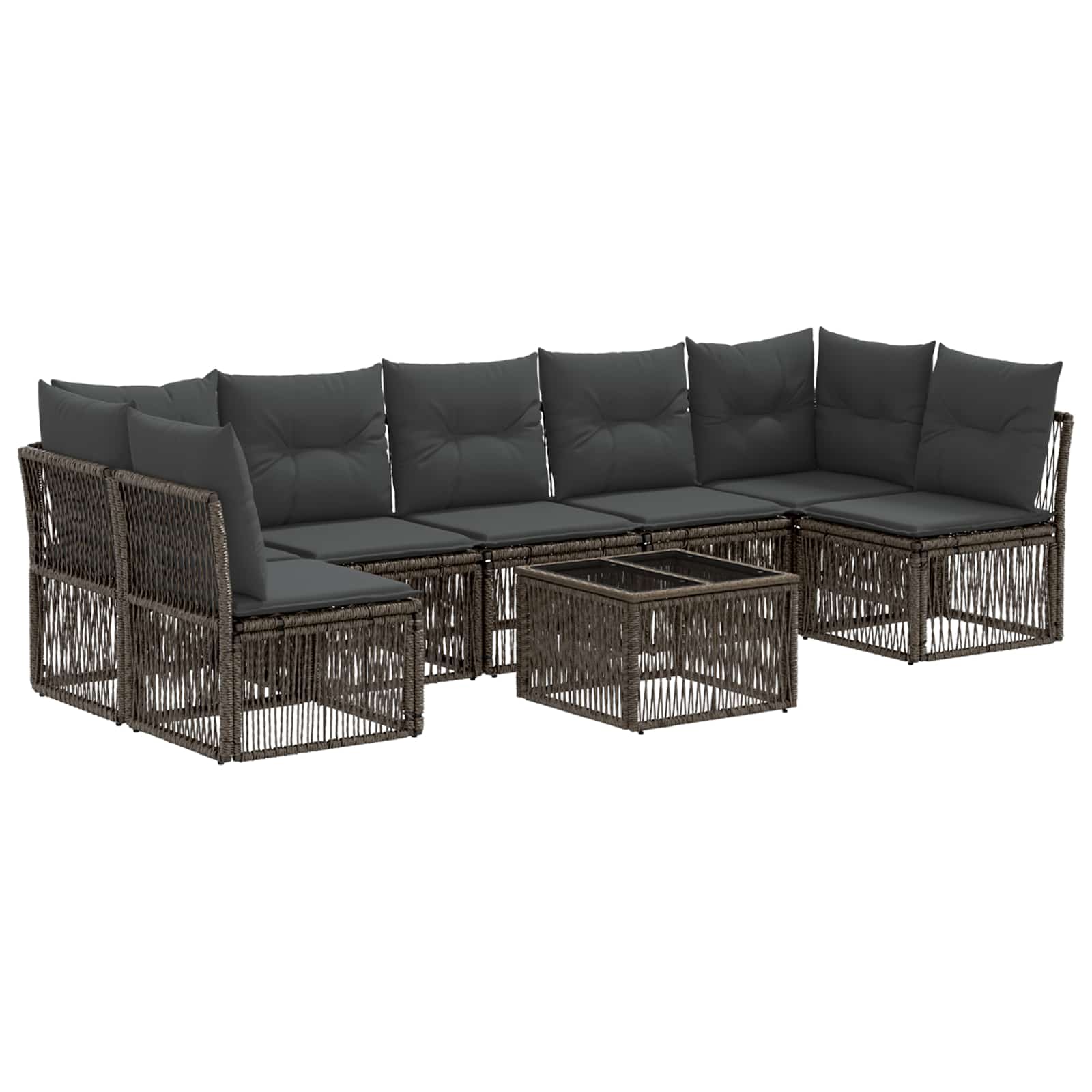 Tuinbankenset 8 pcs Grijs poly rattan is nu te koop bij PeponiXL, paradijselijk wonen!