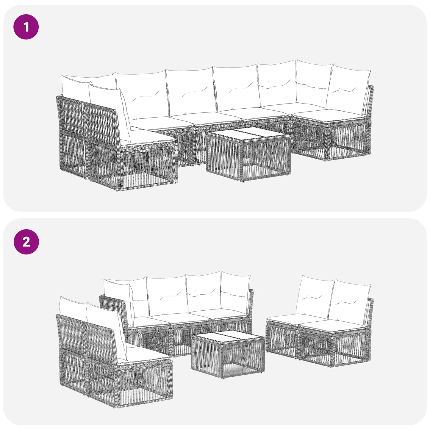 Tuinbankenset 8 pcs Grijs poly rattan is nu te koop bij PeponiXL, paradijselijk wonen!