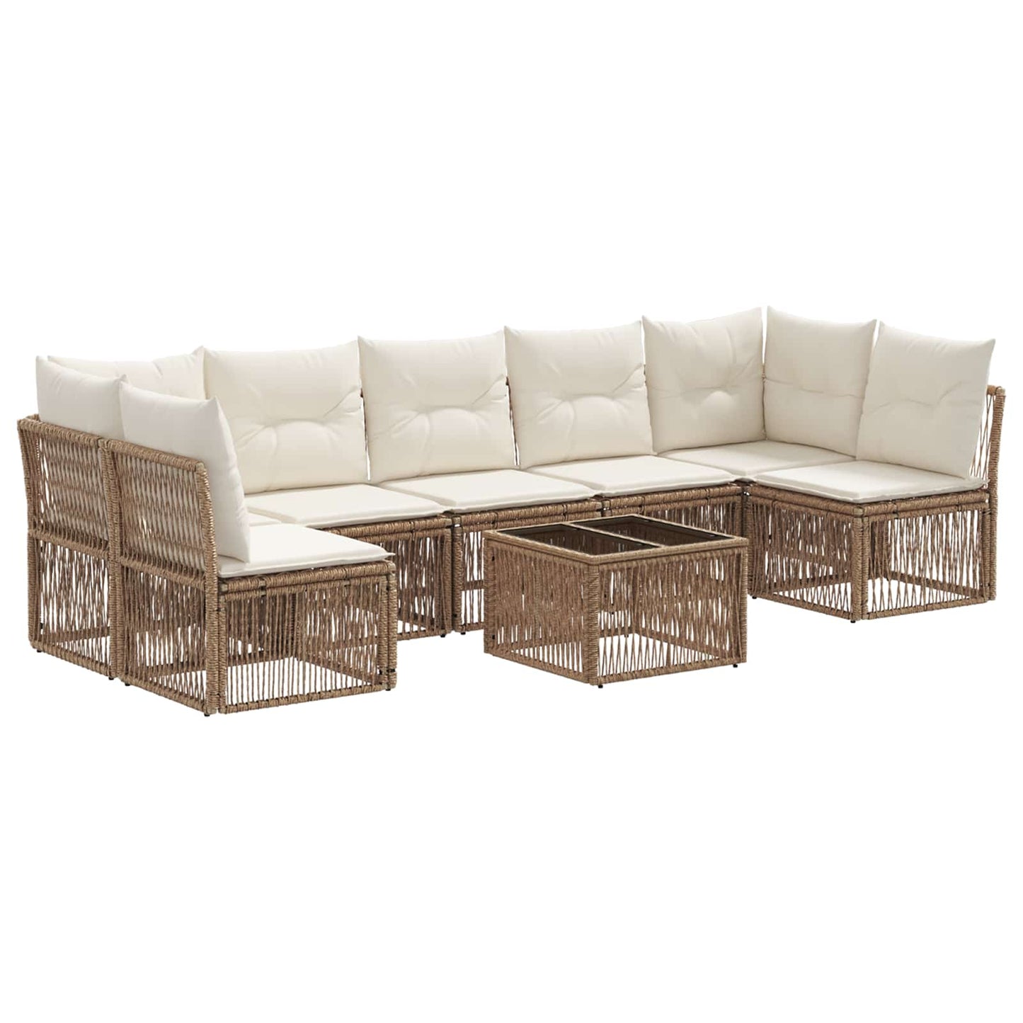 Tuinbankenset 8 pcs Beige poly rattan is nu te koop bij PeponiXL, paradijselijk wonen!