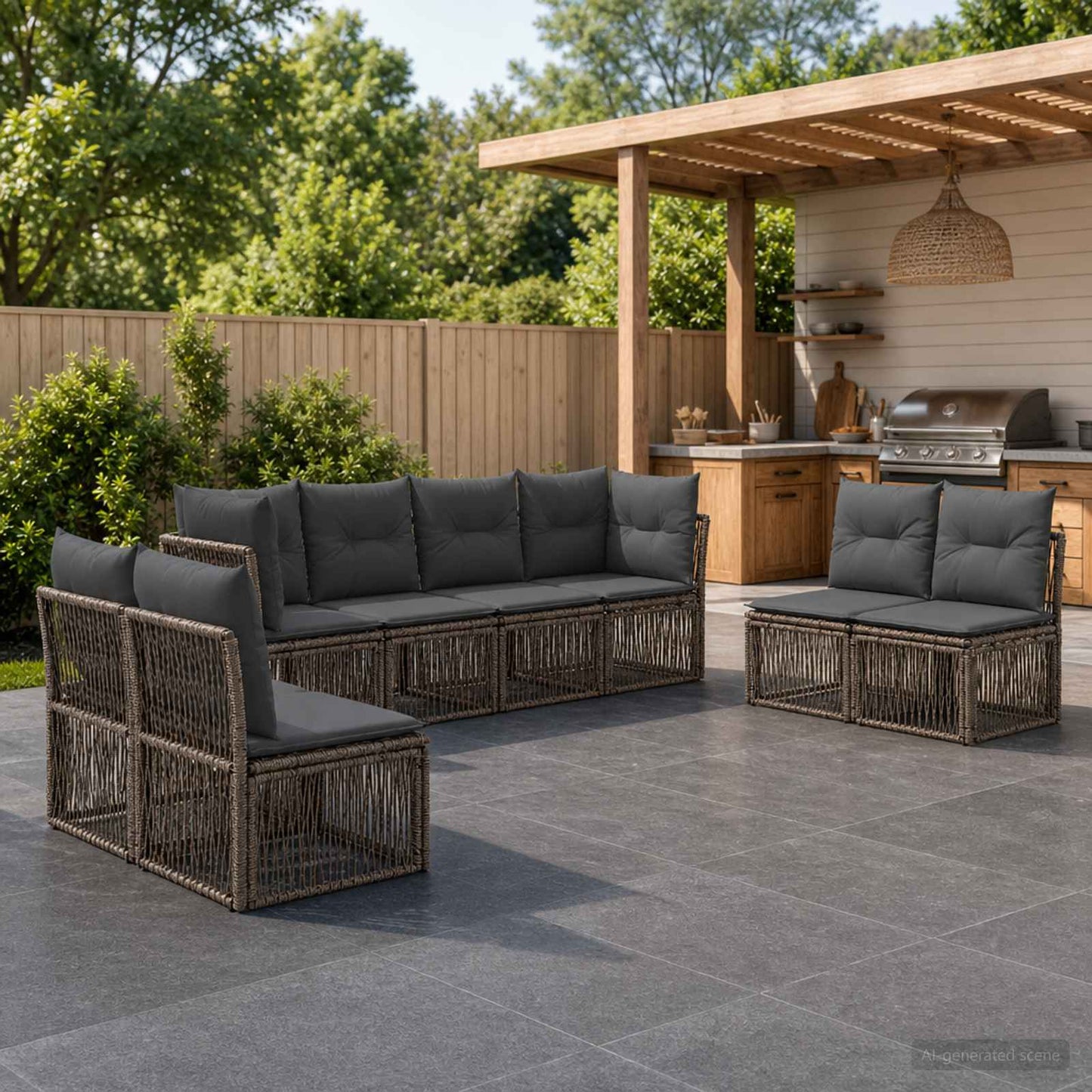 Tuinbankenset 8 pcs Grijs poly rattan is nu te koop bij PeponiXL, paradijselijk wonen!