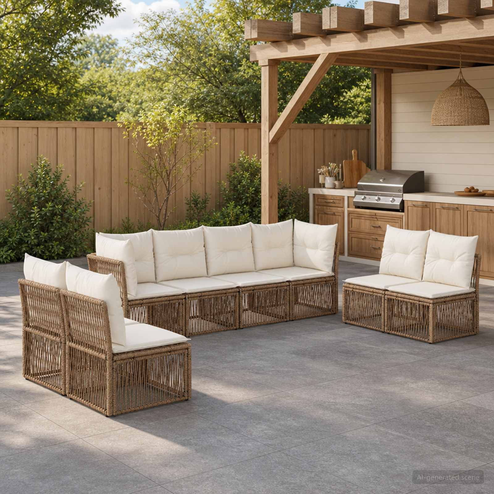 Tuinbankenset 8 pcs Beige poly rattan is nu te koop bij PeponiXL, paradijselijk wonen!