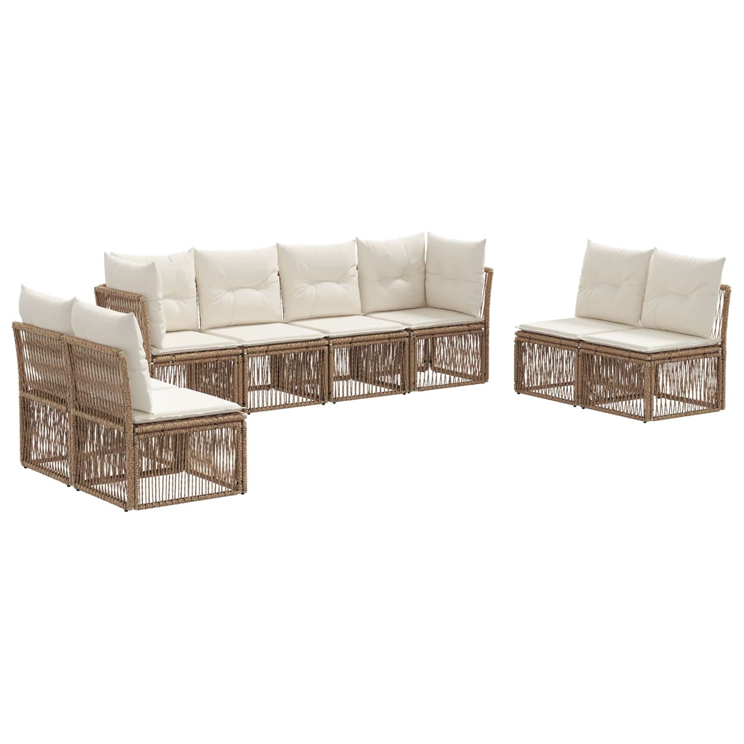 Tuinbankenset 8 pcs Beige poly rattan is nu te koop bij PeponiXL, paradijselijk wonen!