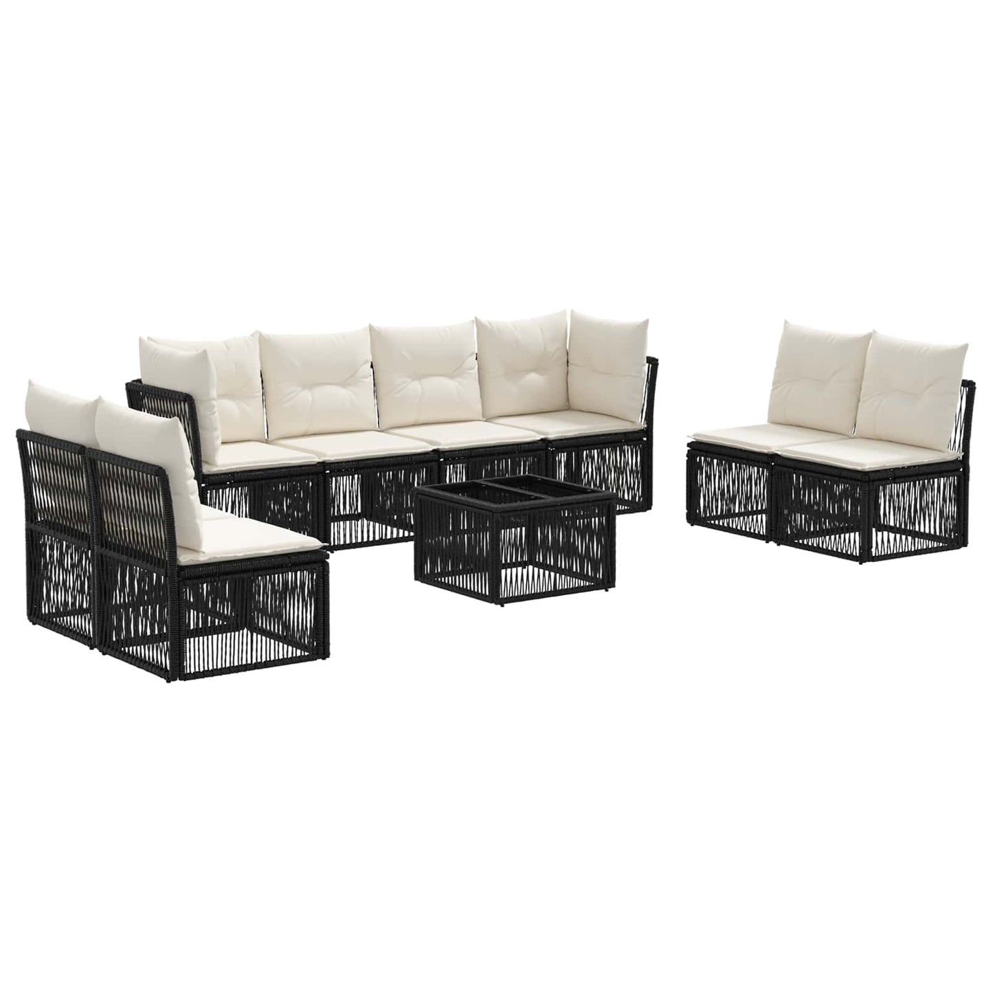 Tuinbankenset 9 pcs Zwart poly rattan is nu te koop bij PeponiXL, paradijselijk wonen!