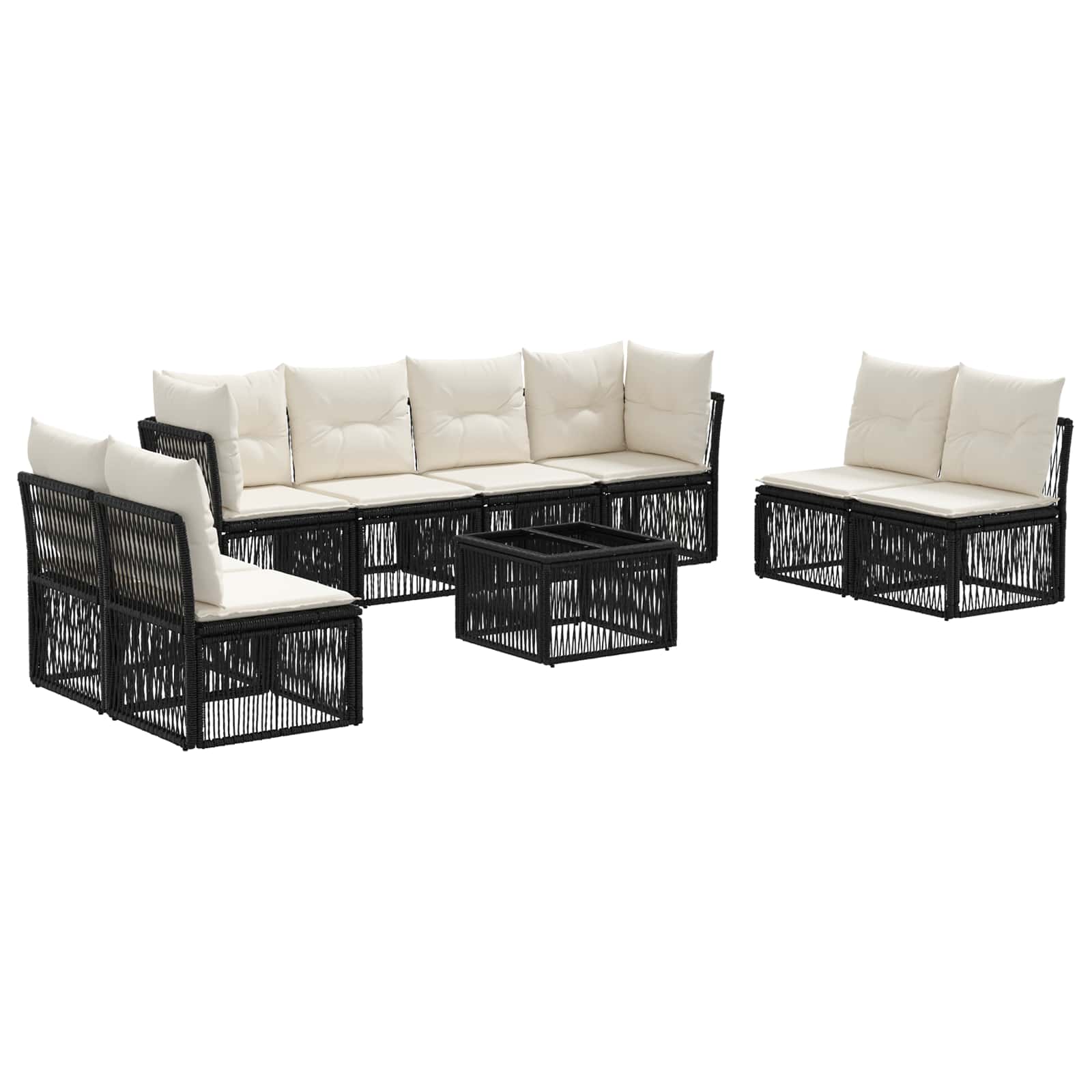 Tuinbankenset 9 pcs Zwart poly rattan is nu te koop bij PeponiXL, paradijselijk wonen!